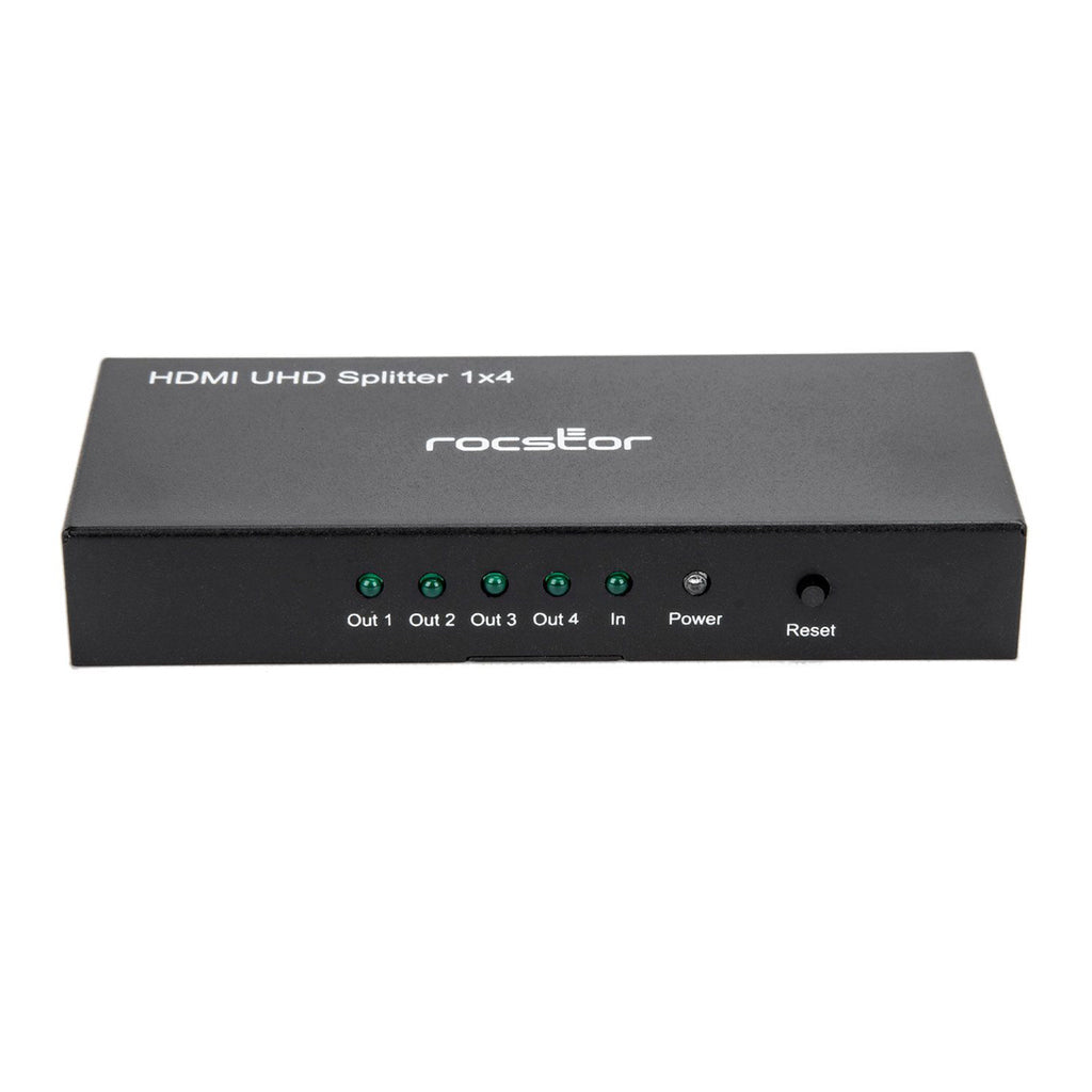 Rocstor Y10C294-B1 4-Port 4K 60Hz Premium HDMI Splitter - Black