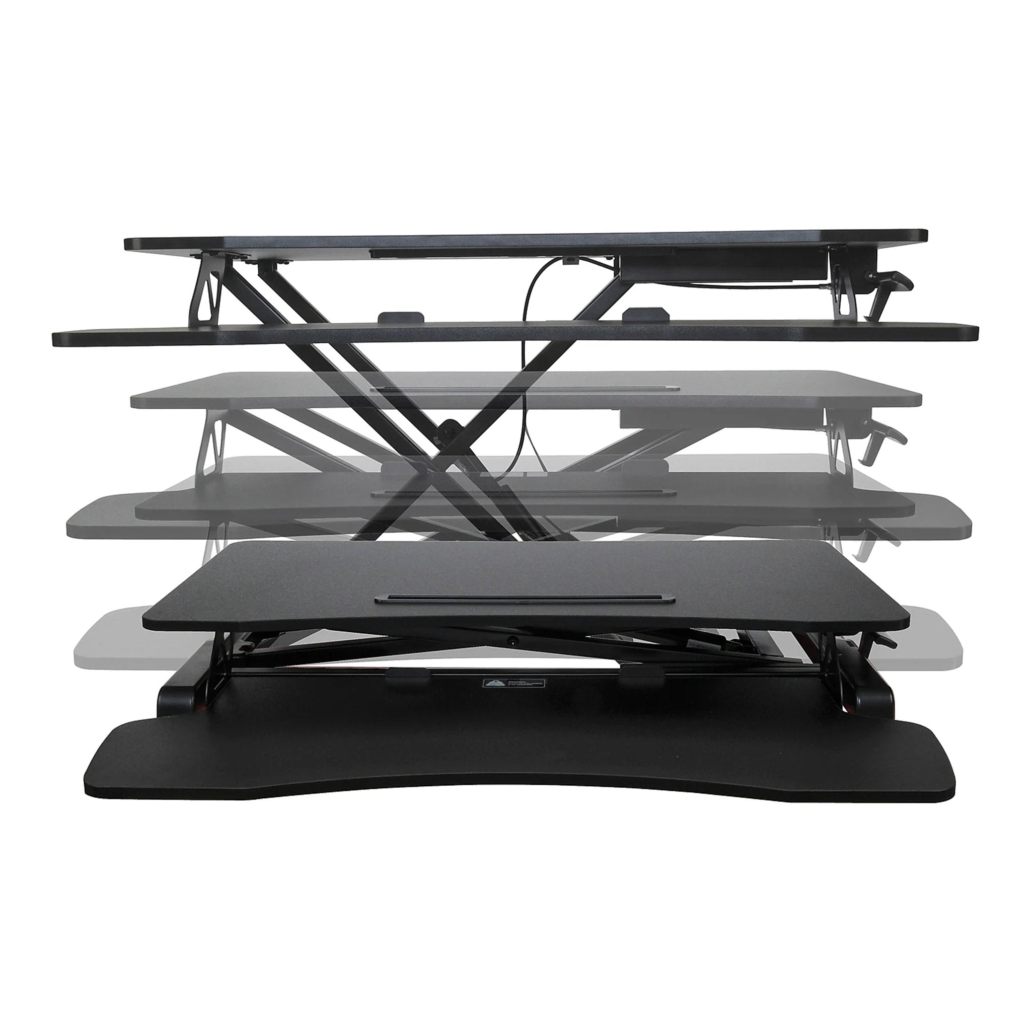 Royal 89403B Black Adjustable Standing Tabletop Desk with Keyboard Tray