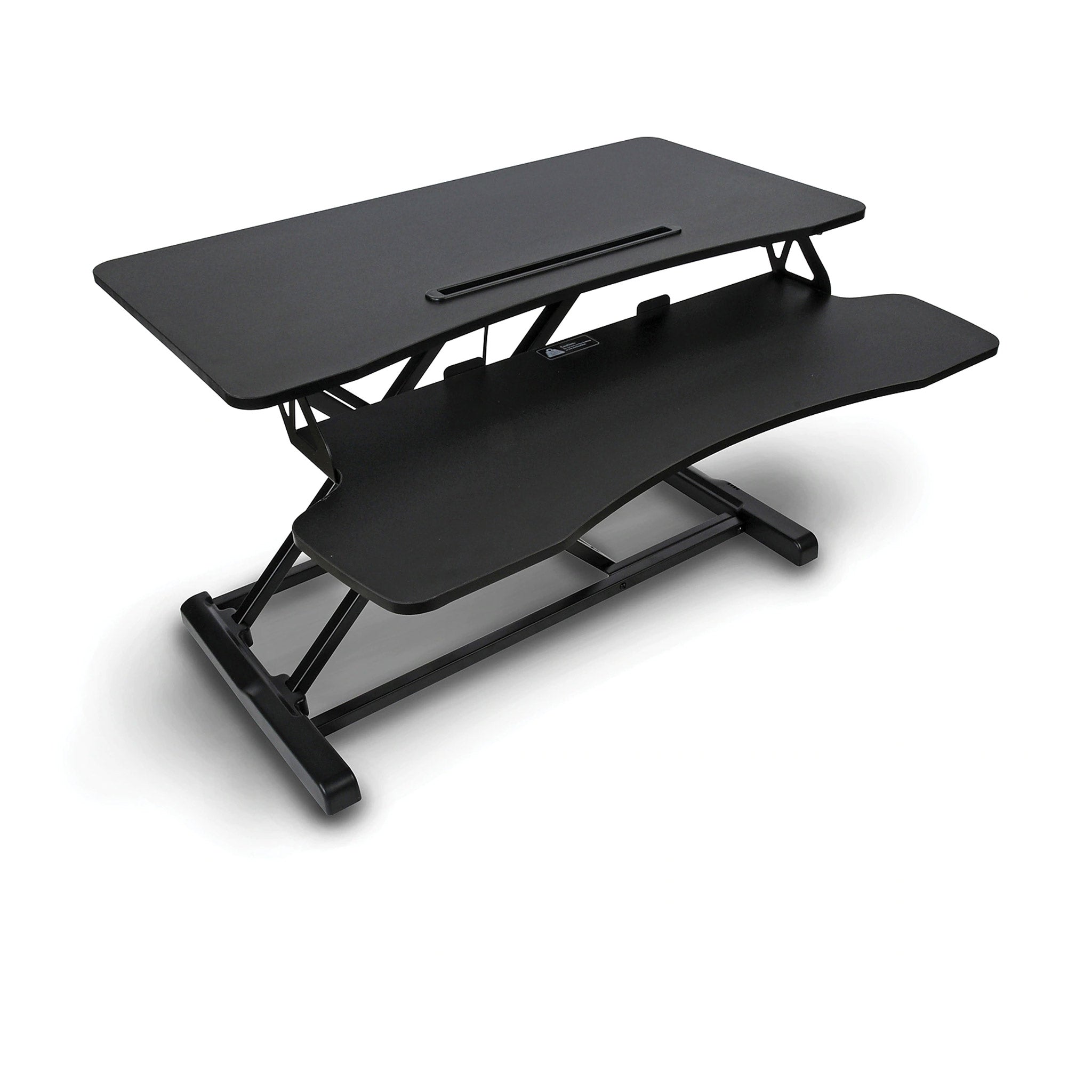Royal 89403B Black Adjustable Standing Tabletop Desk with Keyboard Tray