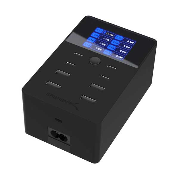 SABRENT 252W 8-Port USB C/A PD 3.0 Fast Charger with LCD Display (AX-8PTC)