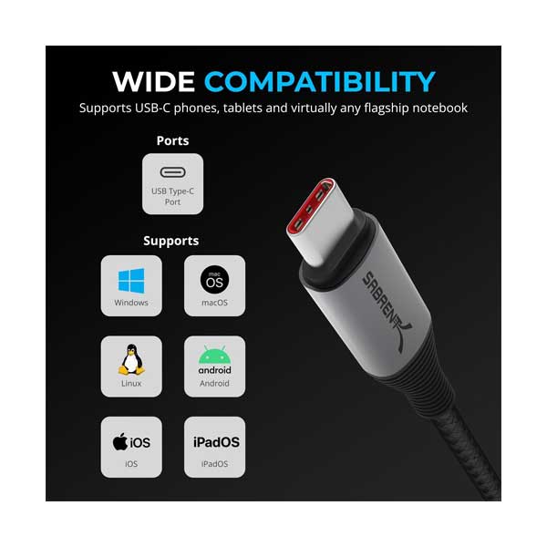 Sabrent 3.3ft USB-C to USB-C Charging Cable with Smart Display (CB-C2C1)