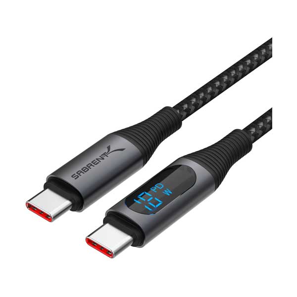 Sabrent 6ft USB-C to USB-C Charging Cable with Smart Display (CB-C2C2)
