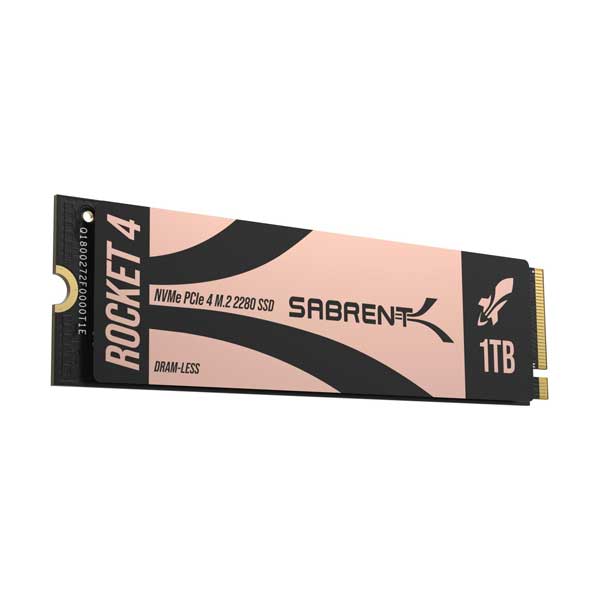 Sabrent Rocket 4 1TB DRAM-LESS M.2 PCIe GEN 4 X4 NVMe SSD (SB-RKT4L-1TB)