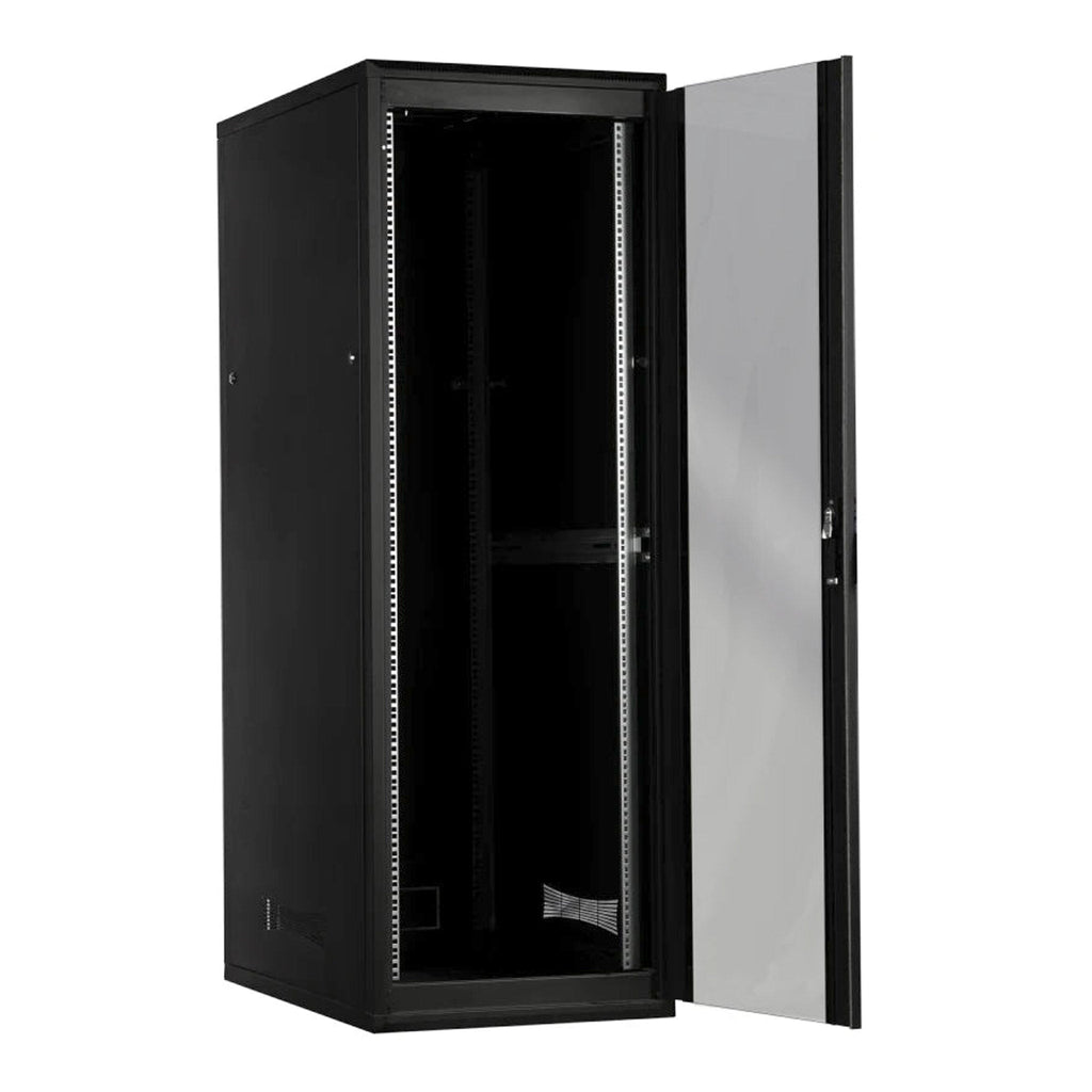 SERRACK STV-EFC-42U60100GS 42U 19" Floor Standing Server Rack Cabinet with Locking Tempered Glass Door