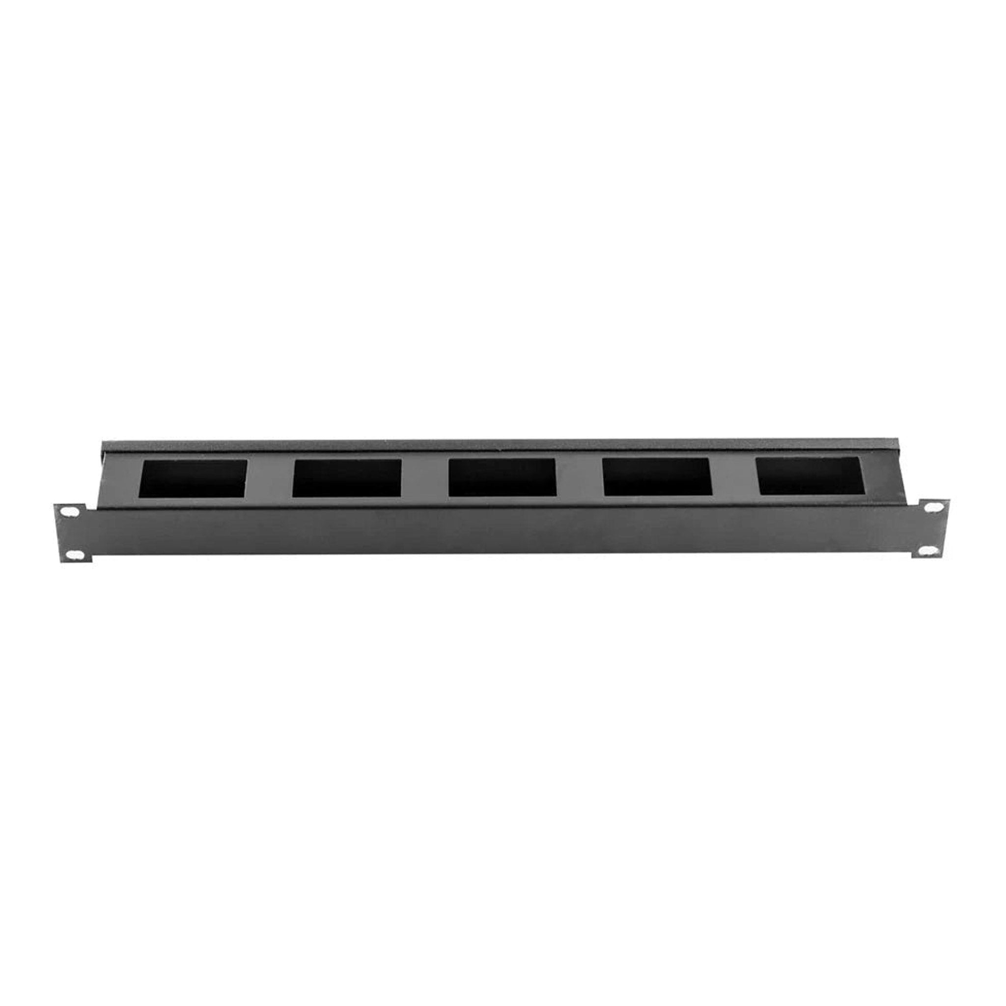 SERRACK STV-HORG10 19" 1U Metal Horizontal Finger Duct Rack Cable Management Panel with Cover - Black