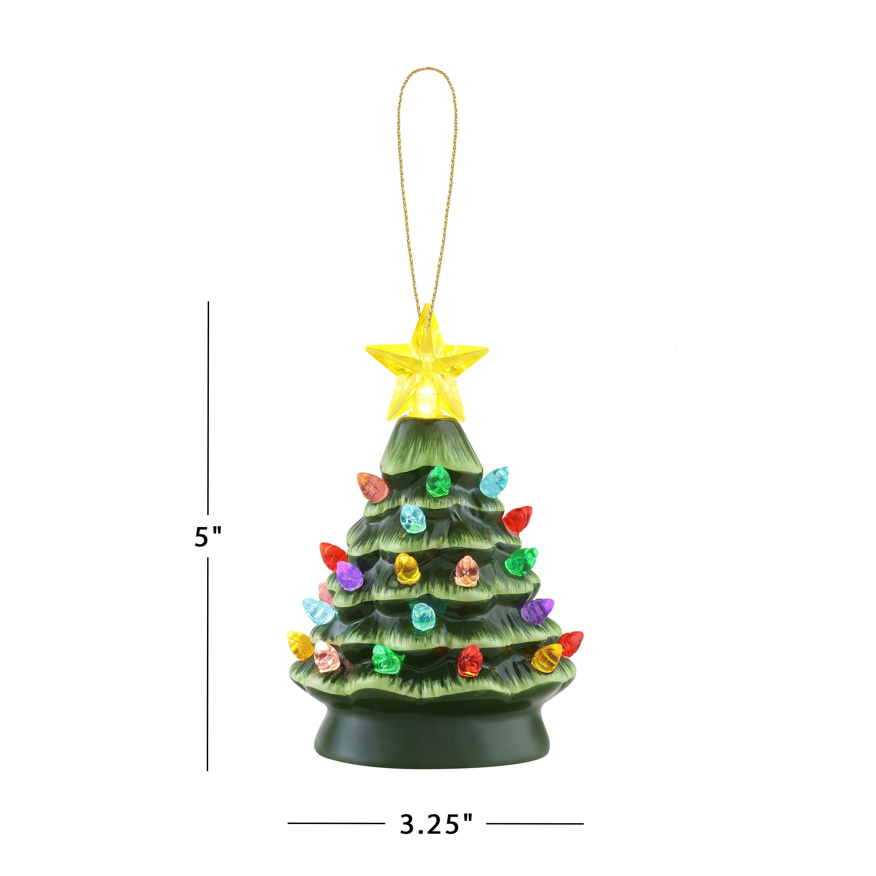 5 in. Set of 3 Nostalgic Ceramic Tree Ornaments - Green