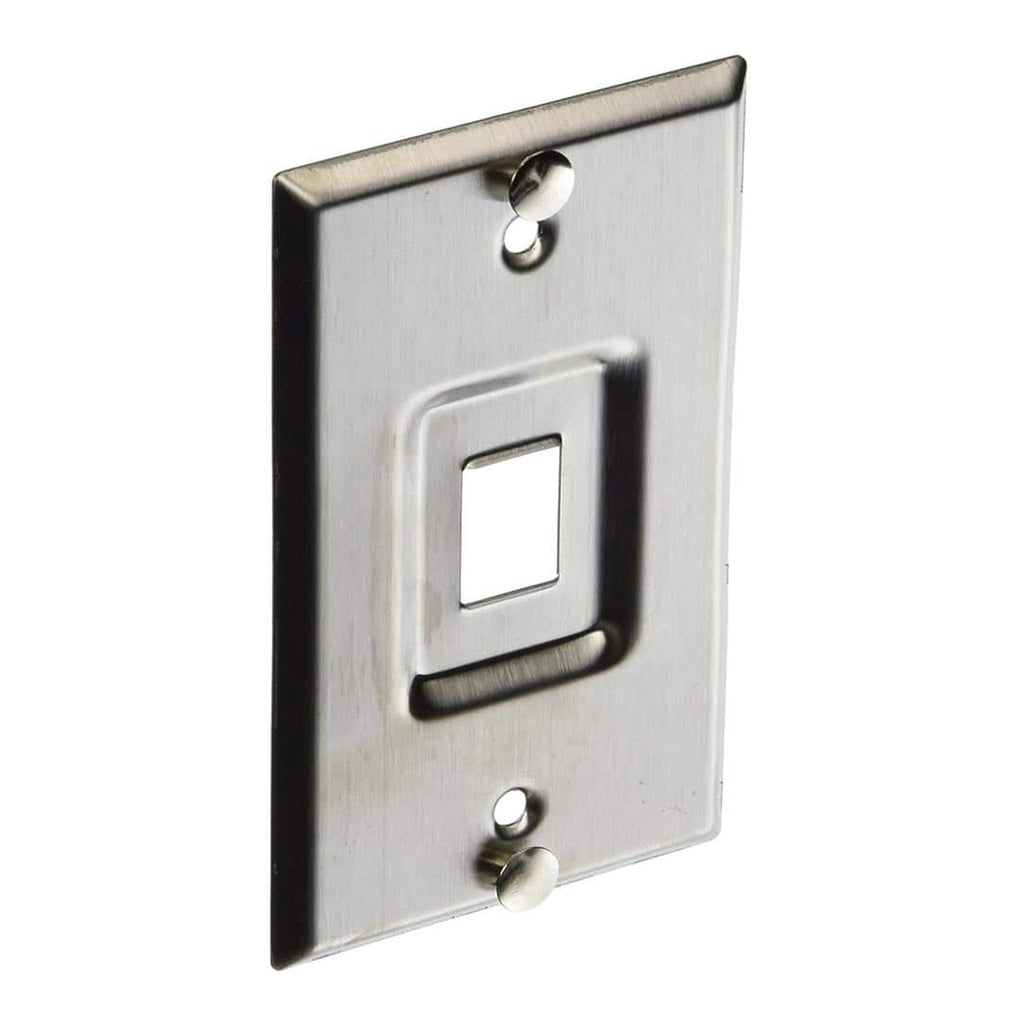 Signamax SSKF-1P 1-Port Single Gang Flush Mount Keystone Wallplate Phone Plate - Stainless Steel
