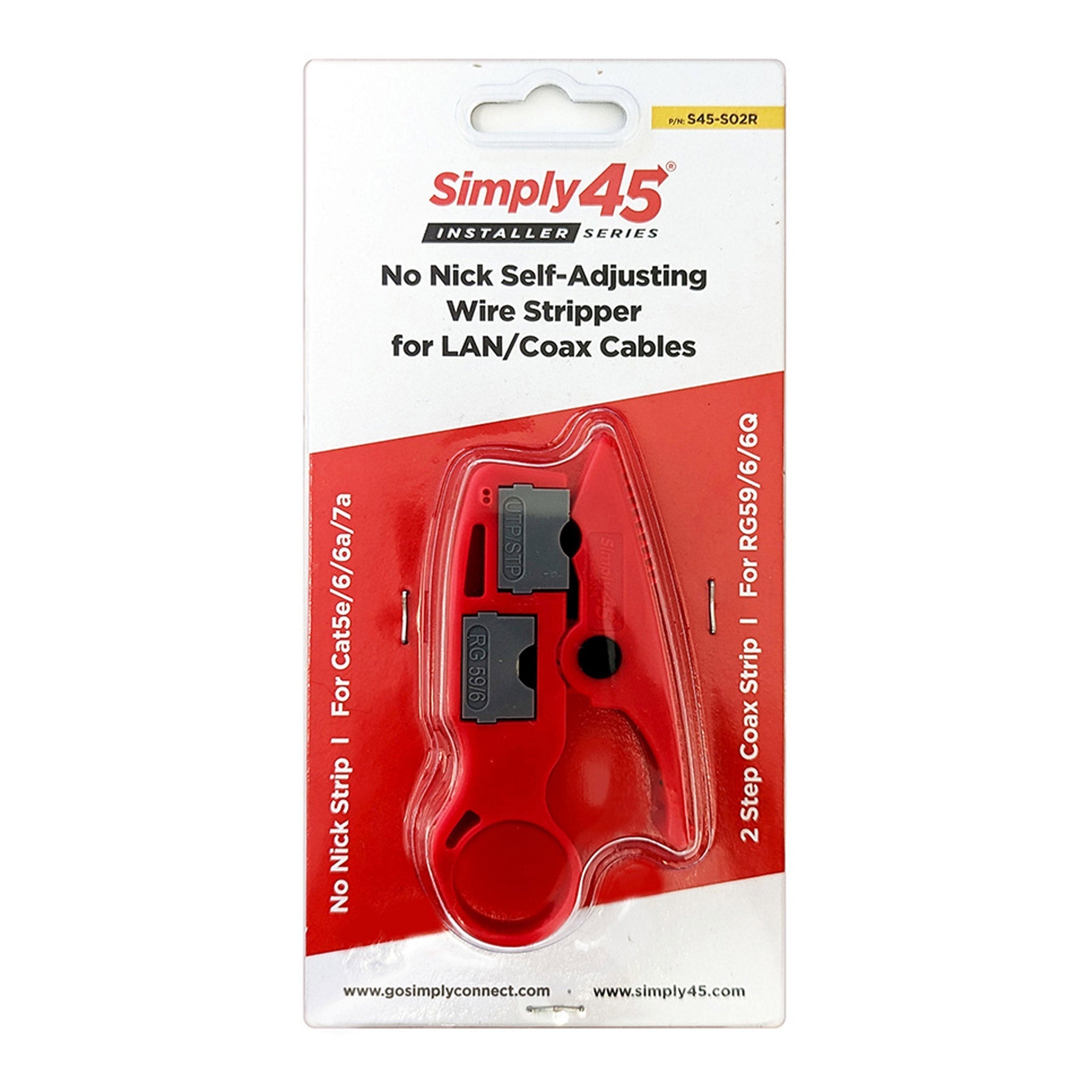 Simply45 S45-S02R Installer Series No Nick Wire Stripper for LAN/Coax Cables