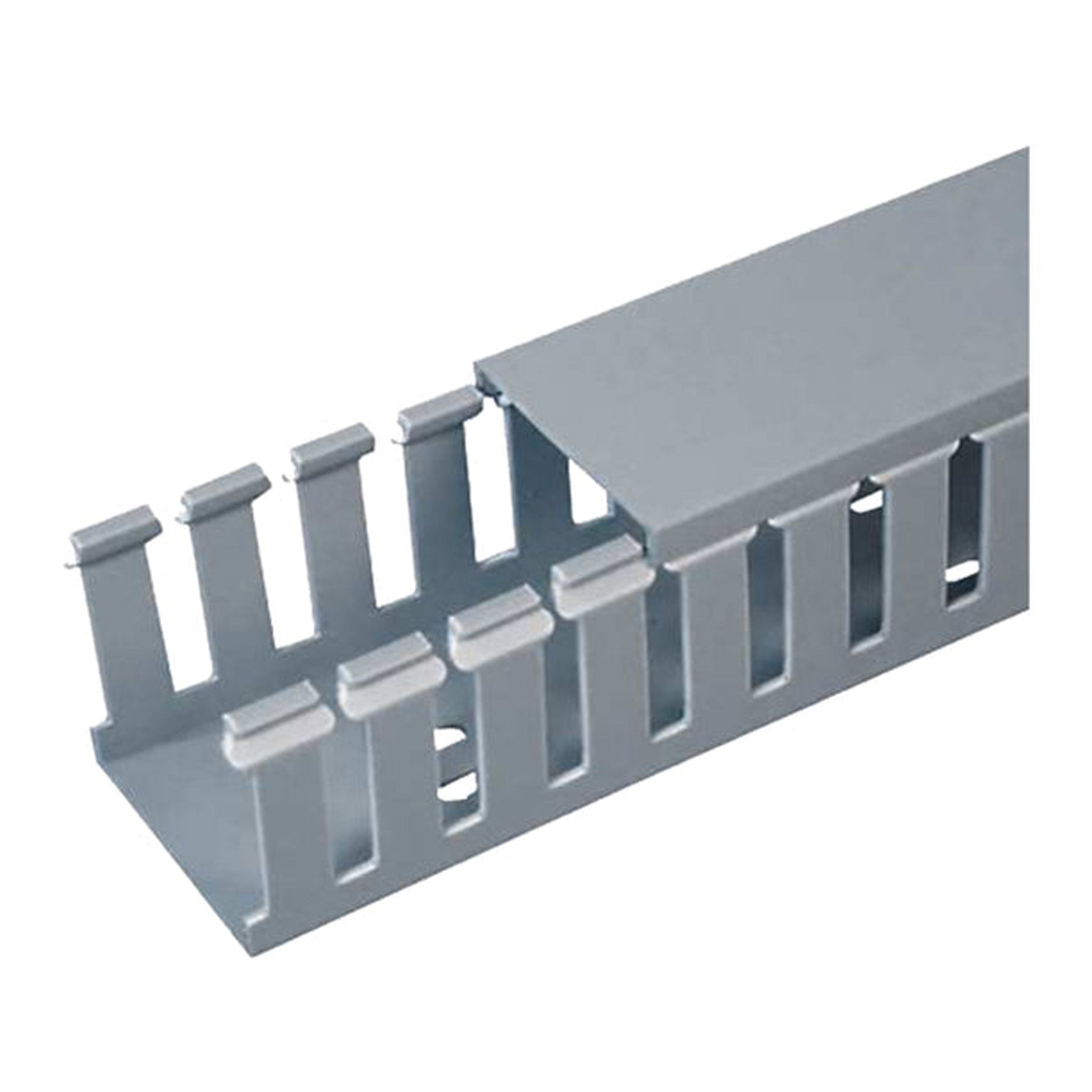 SR Components FD2 6ft Slotted Wall Wiring Duct (2"x2") with Cover - Gray