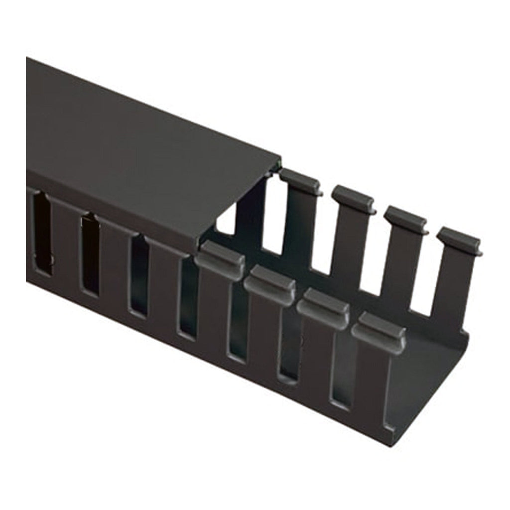 SR Components FDBK2 6ft PVC Slotted Wall Wiring Duct (2" x 2") with Cover - Black