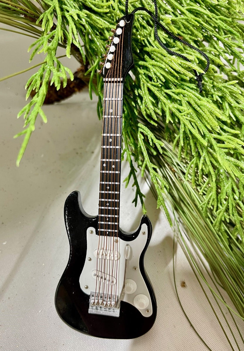 Black S-Type Electric Guitar Ornament