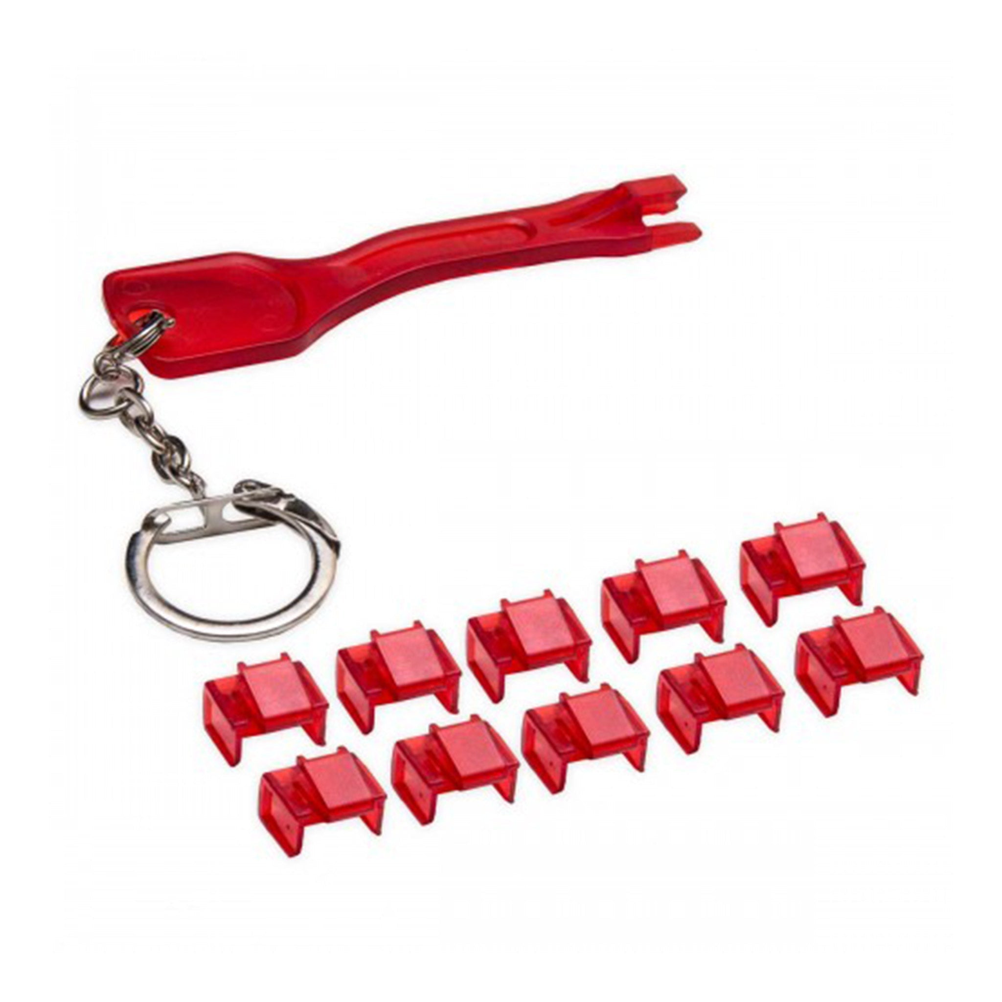 SYBA SY-ACC24053 10-Pack Locking RJ45 Port Dust Blocker with Removal Keys Tool - Red