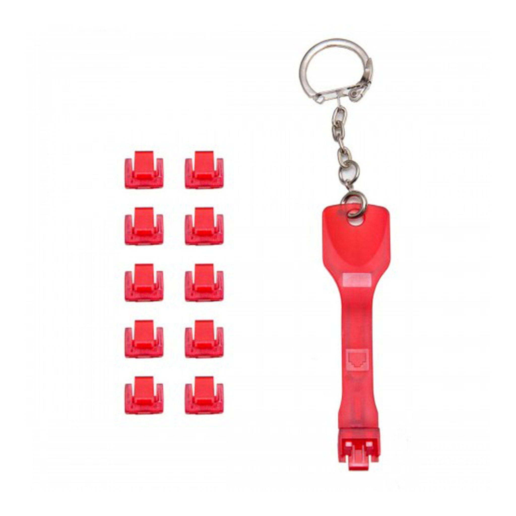 SYBA SY-ACC24053 10-Pack Locking RJ45 Port Dust Blocker with Removal Keys Tool - Red