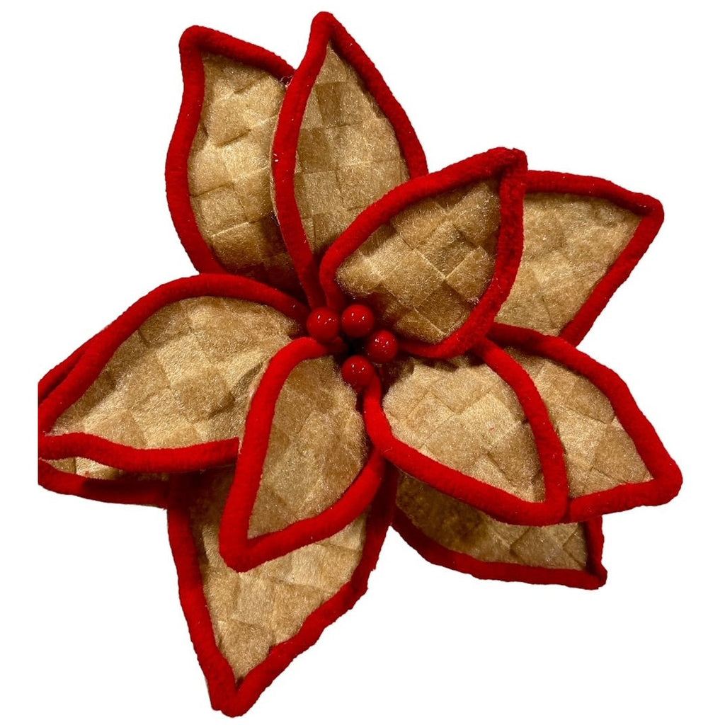 6 Tan and Red Textured Poinsettia