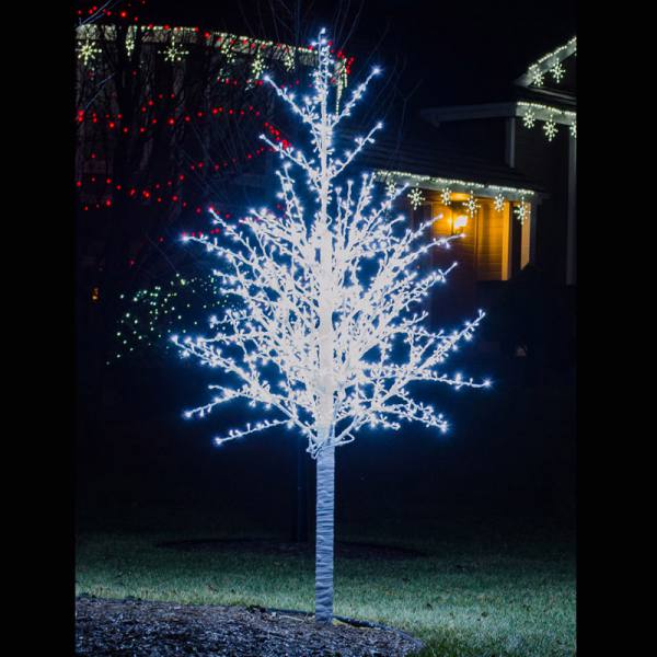 LED 8' Linden Tree, White Trunk, White Lights