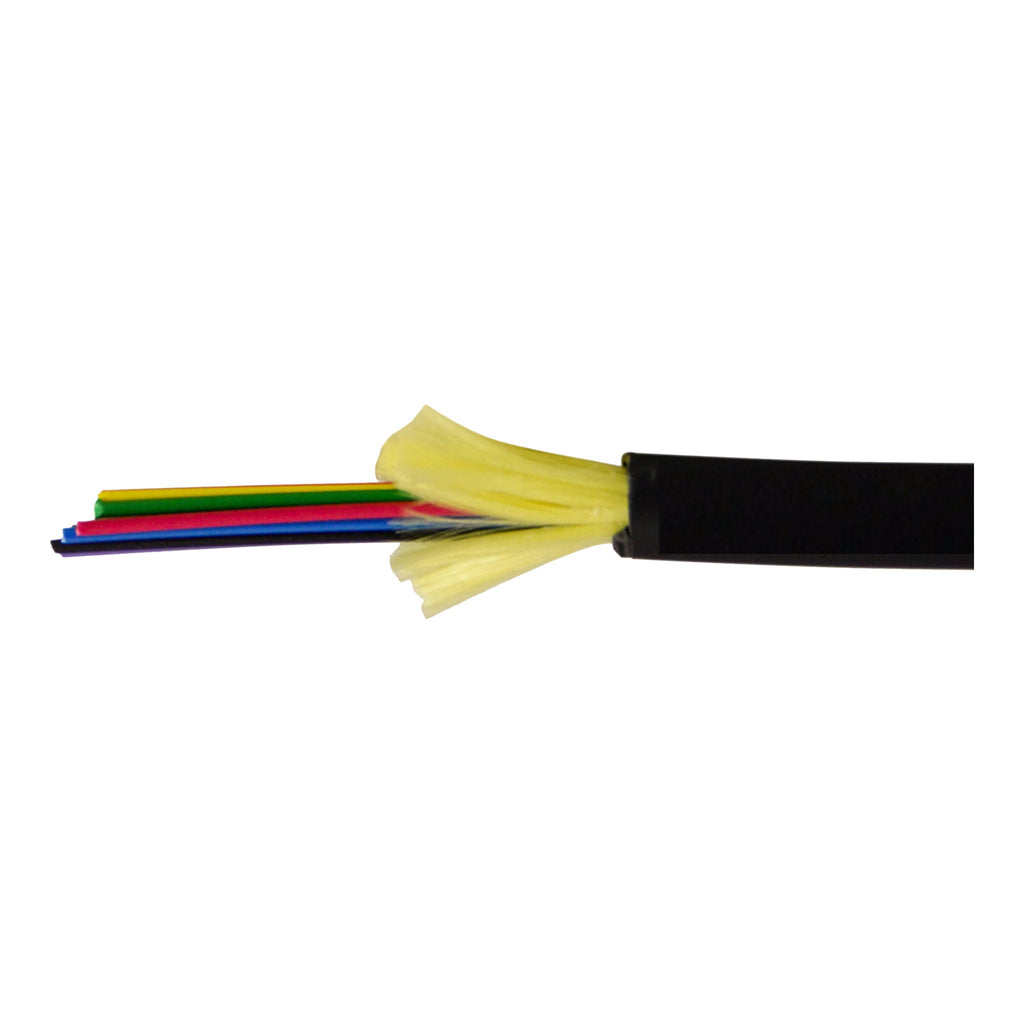 TechLogix M3I-2M-P-BK-1000 2-Strand Indoor/Outdoor Plenum Tight-Buffered Jacket Multimode OM3 ECOFiber Optic Cable - Black - 1000' (304m)