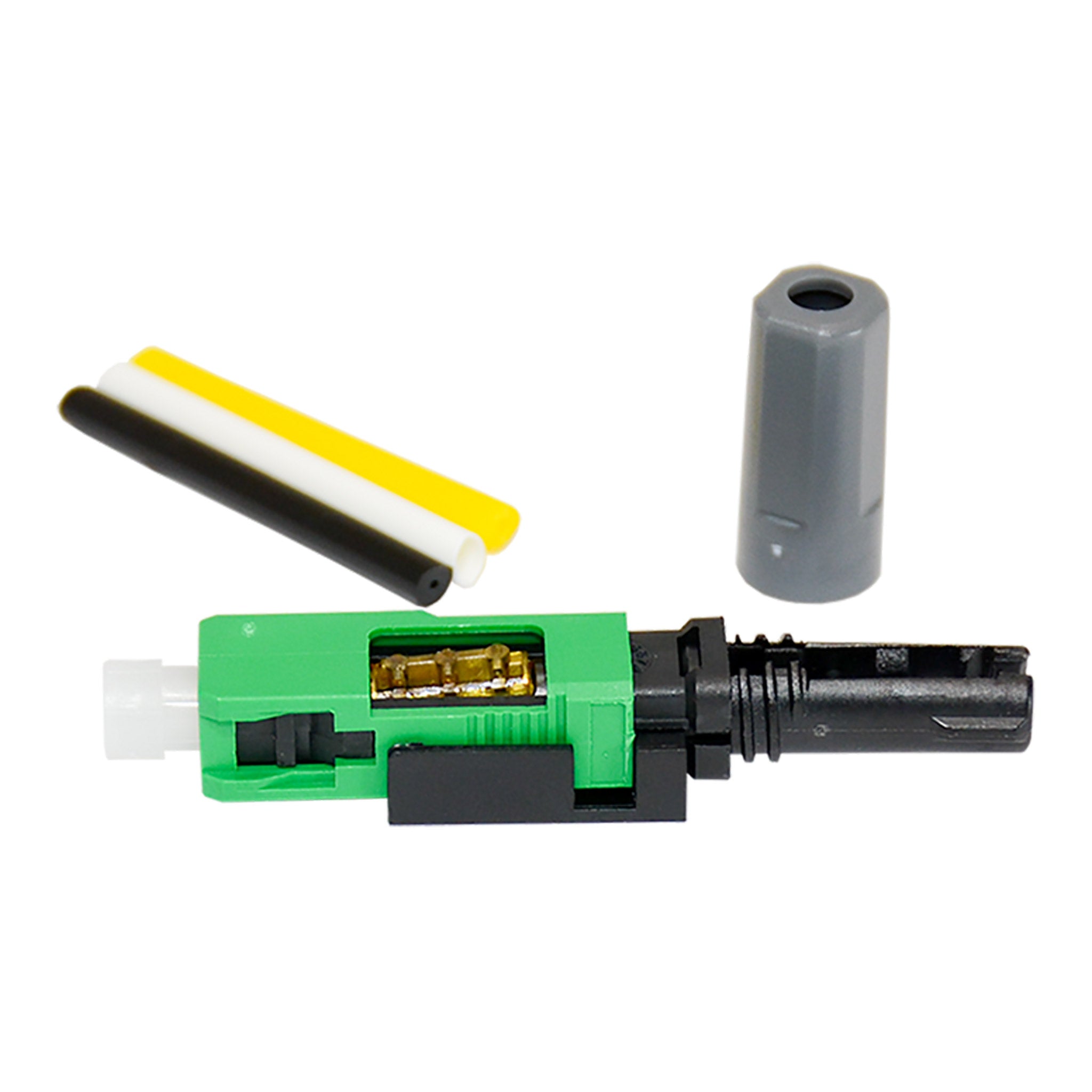 TechLogix SMU-SCA Single Mode (OS1, OS2) 9/125µm APC Click-On ECOConnector - Green