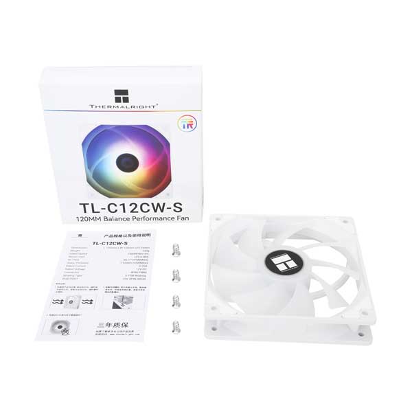 Thermalright C12CW-S CPU 120mm ARGB Case Fan - White