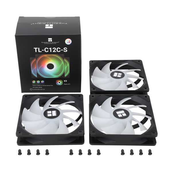 Thermalright TL-C12C-S X3 120mm ARGB Case Fan - 3-Pack Black