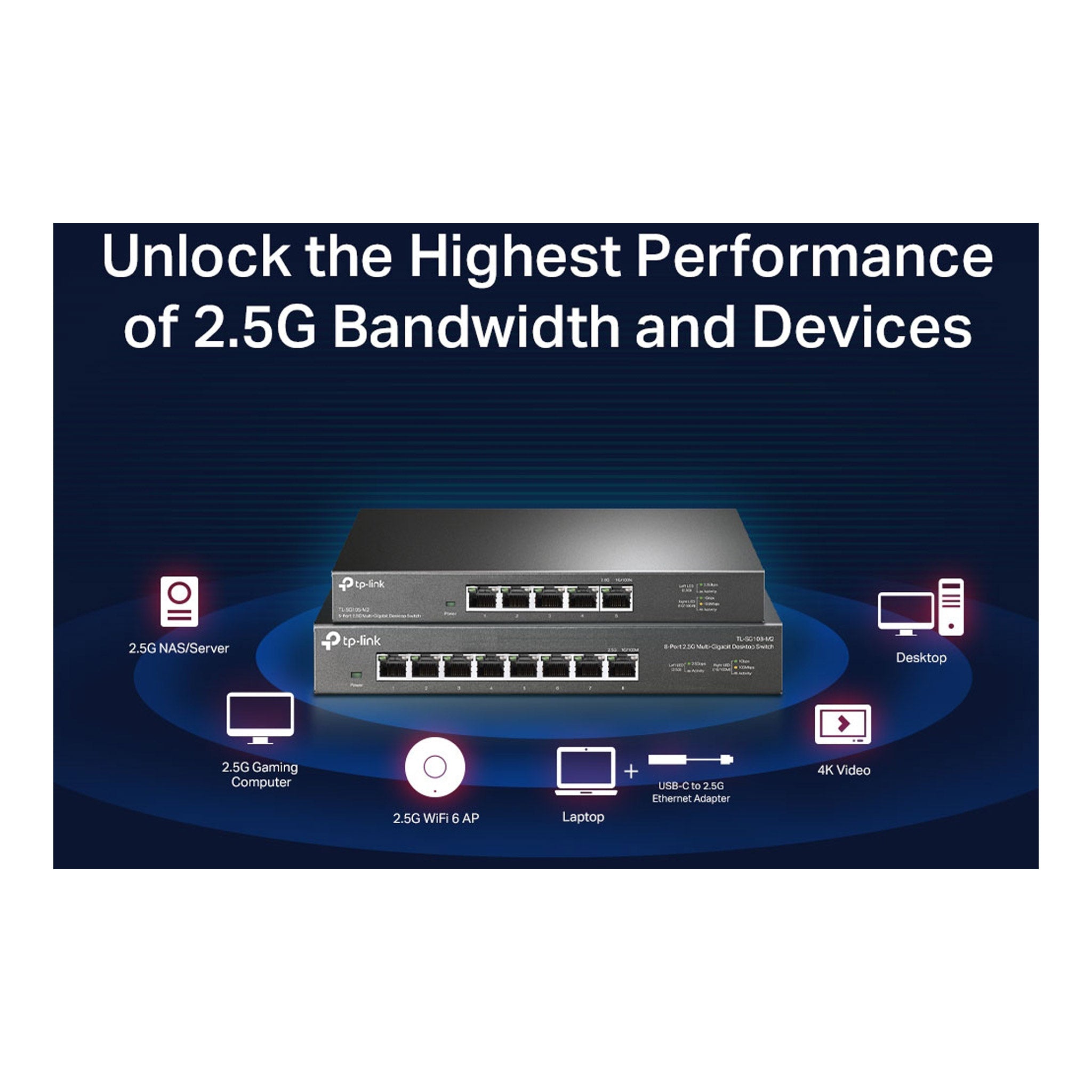 TP-Link TL-SG105-M2 5-Port 2.5Gbps Multi-Gigabit Desktop Switch