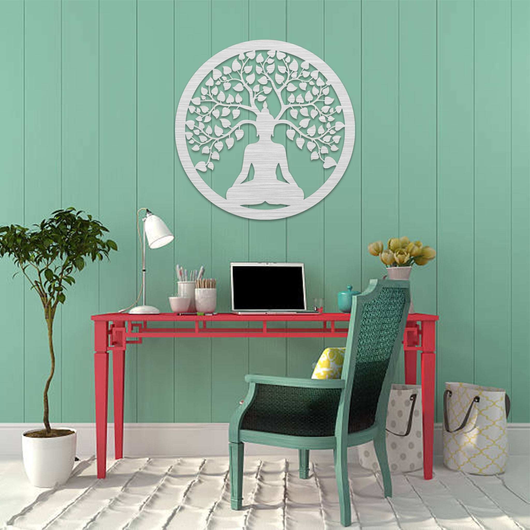 Tree of Life Buddha - Metal Wall Art