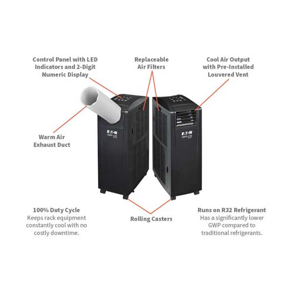 Tripp Lite 13,000 BTU (3.8 kW) 120V R32 Portable AC Unit - Black (SRCOOL12KE)