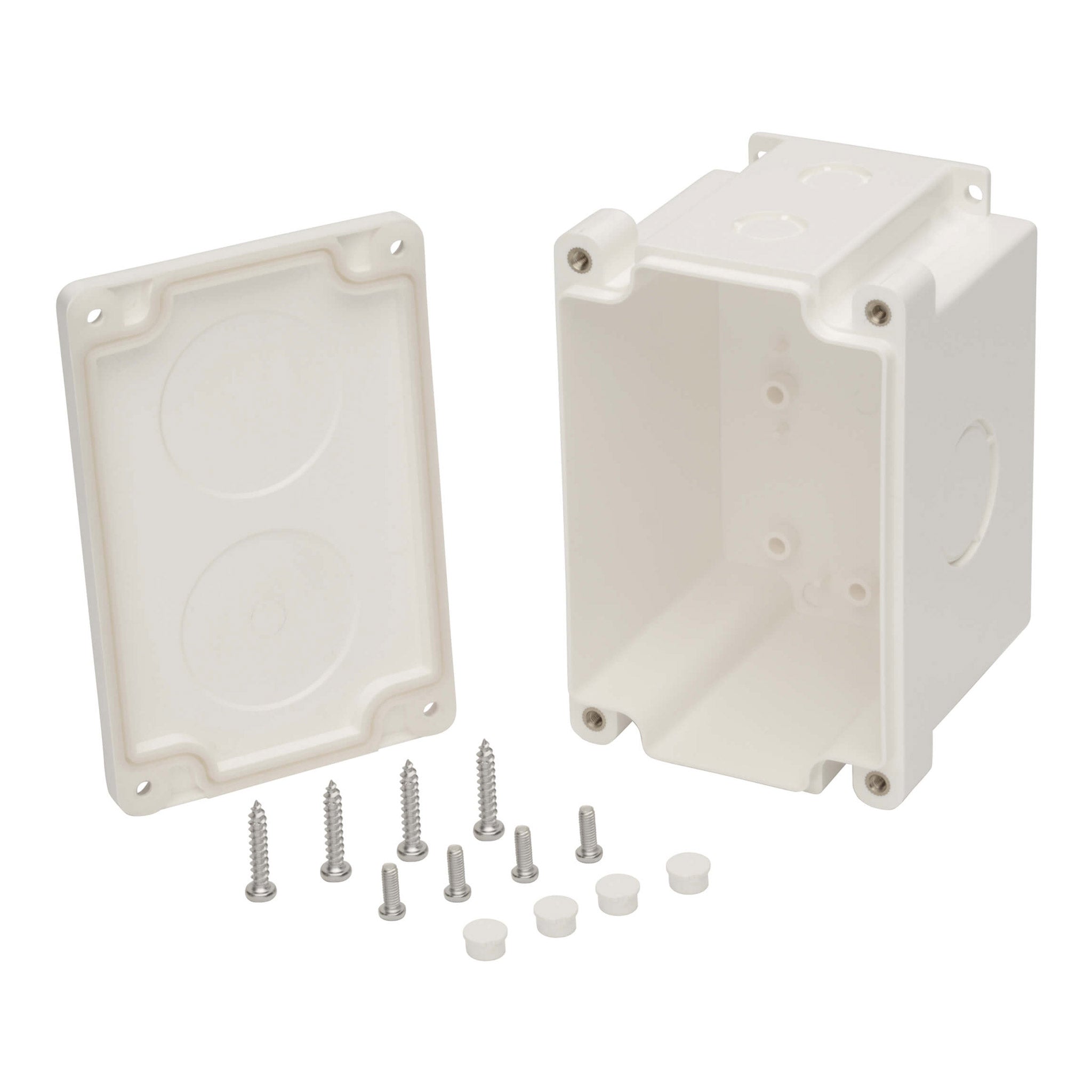 Tripp Lite N206-SB01-IND 2-Cutout IP68 Single Gang Surface Mount Junction Box with Blank Keystone Wallplate - White