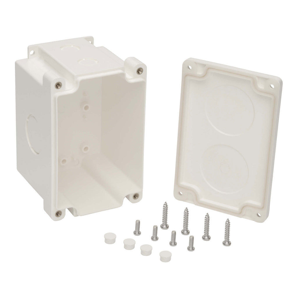 Tripp Lite N206-SB01-IND 2-Cutout IP68 Single Gang Surface Mount Junction Box with Blank Keystone Wallplate - White