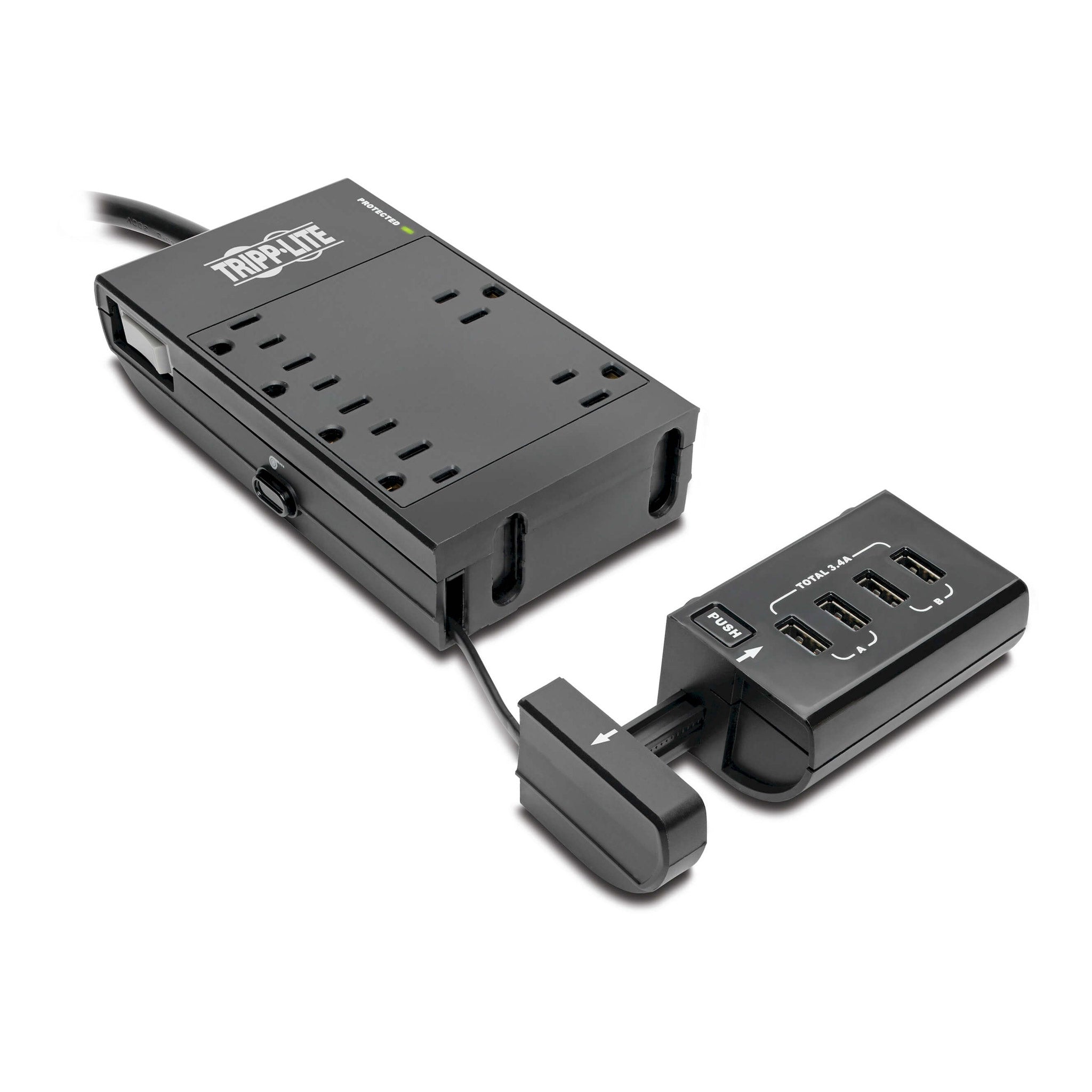 Tripp Lite TLP66USBR 6-Outlet 4 USB Ports 1080 Joules Protect It! Surge Protector - Black