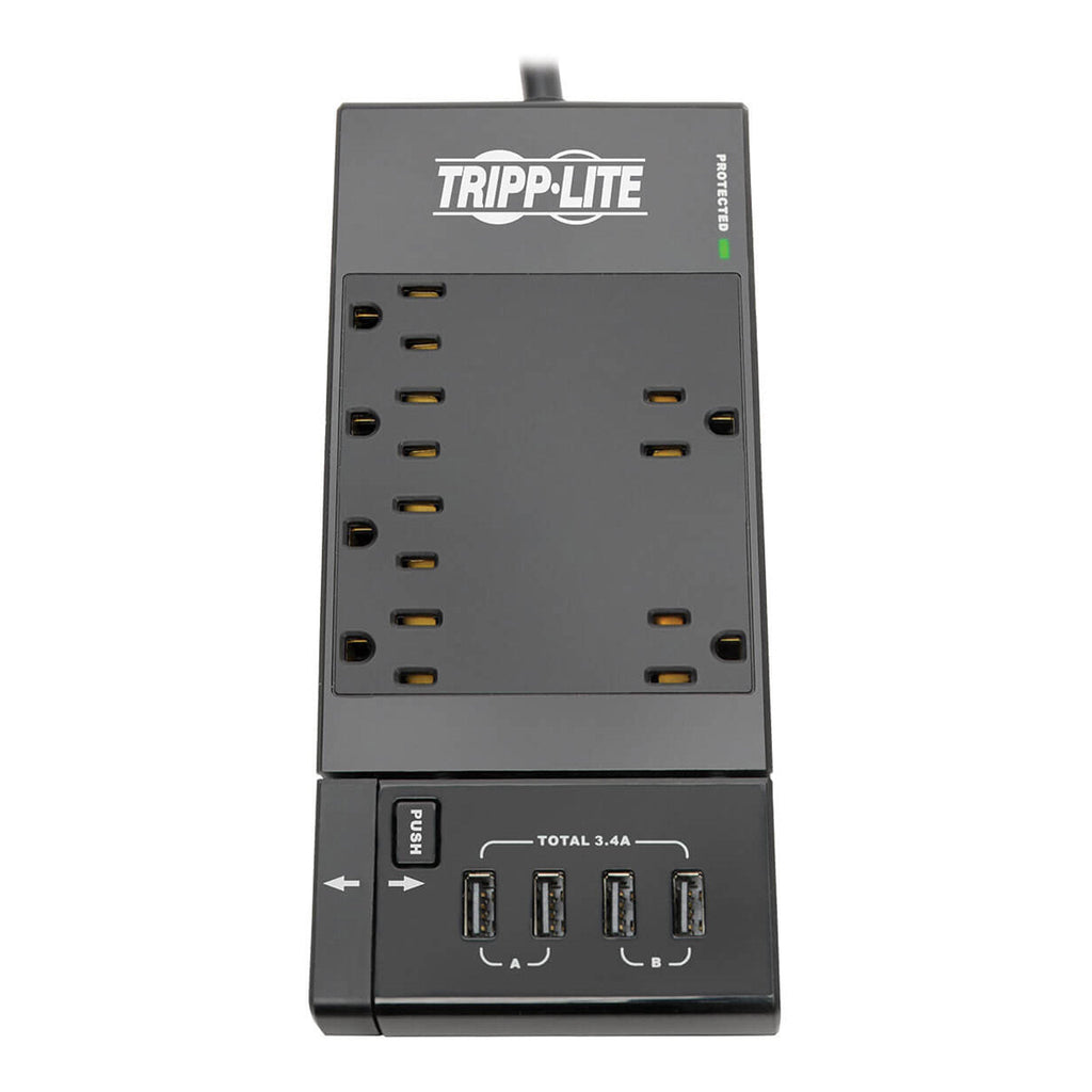 Tripp Lite TLP66USBR 6-Outlet 4 USB Ports 1080 Joules Protect It! Surge Protector - Black