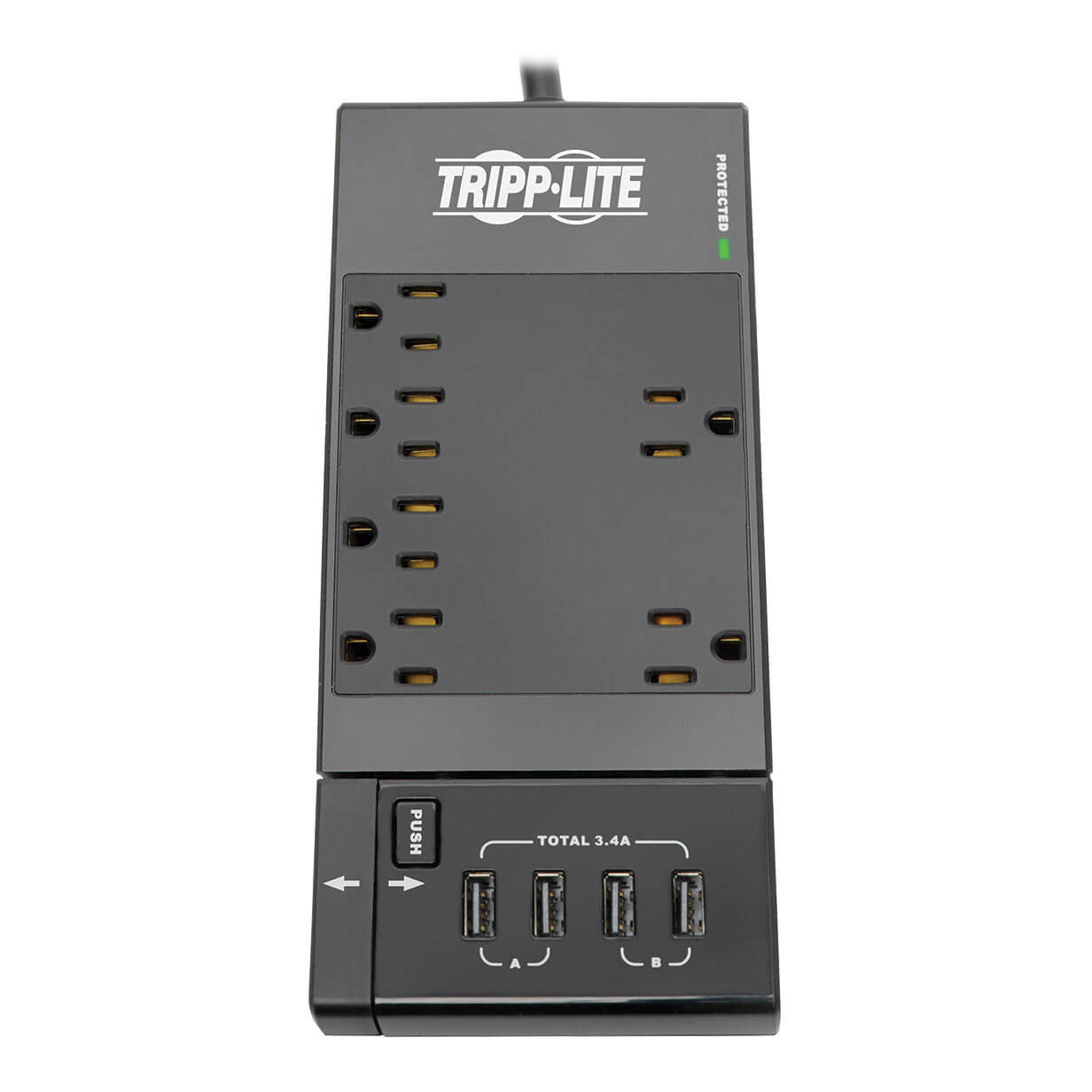 Tripp Lite TLP66USBR 6-Outlet 4 USB Ports 1080 Joules Protect It! Surge Protector - Black