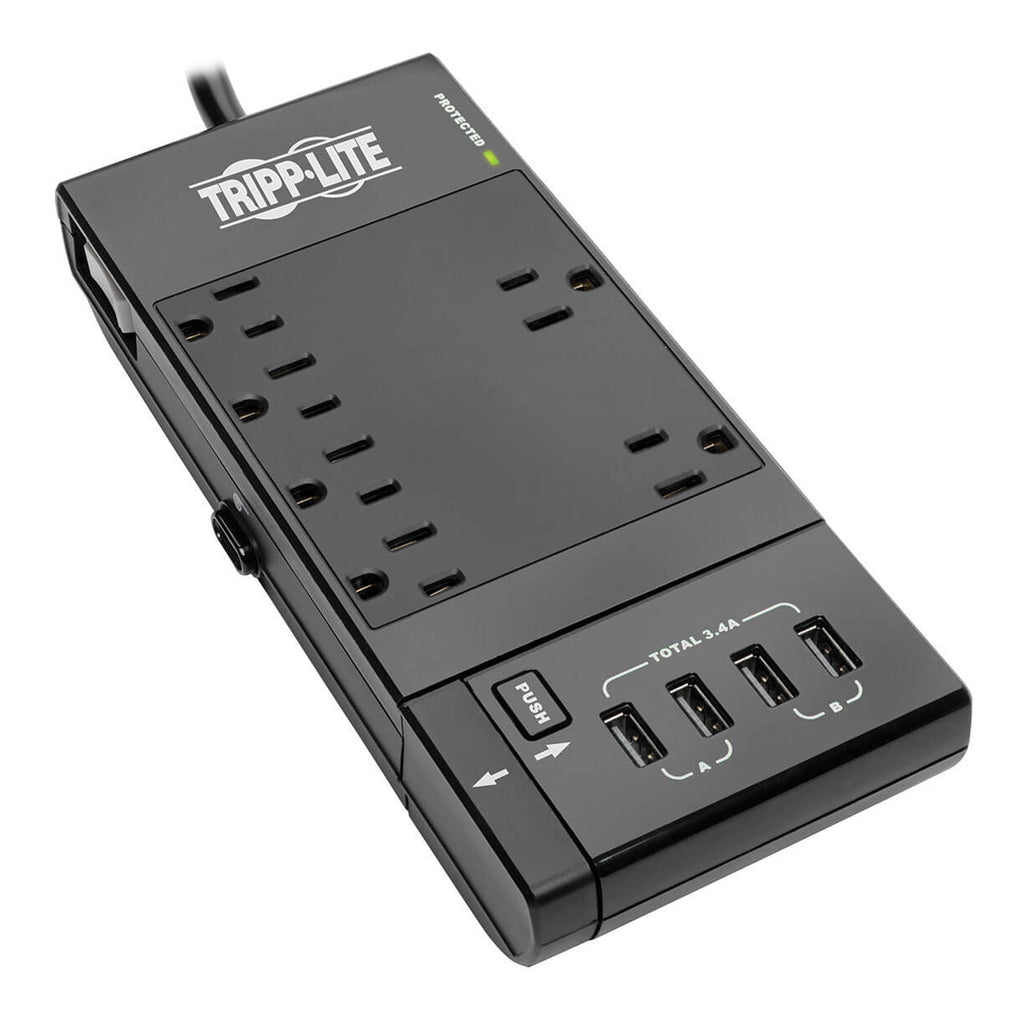 Tripp Lite TLP66USBR 6-Outlet 4 USB Ports 1080 Joules Protect It! Surge Protector - Black