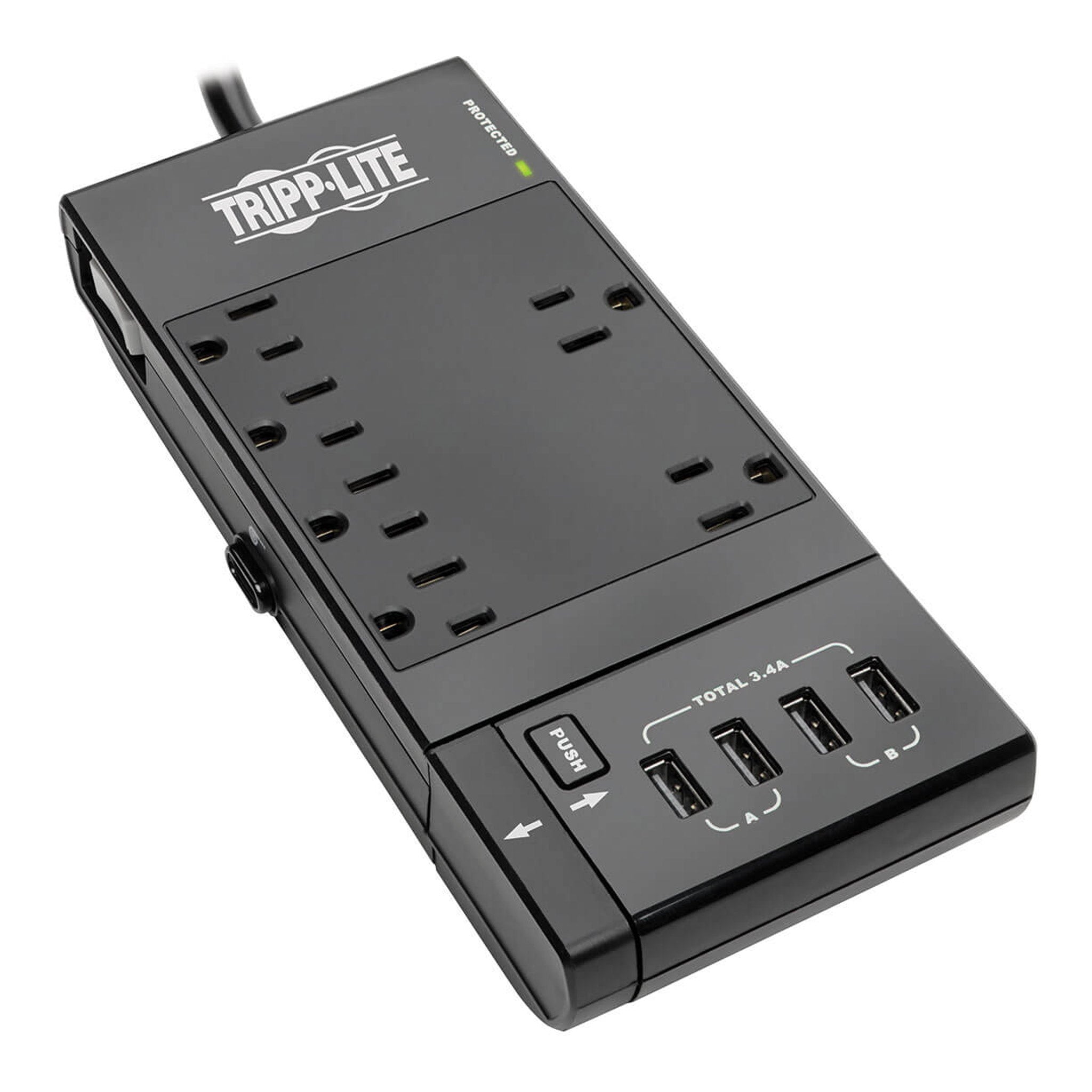 Tripp Lite TLP66USBR 6-Outlet 4 USB Ports 1080 Joules Protect It! Surge Protector - Black