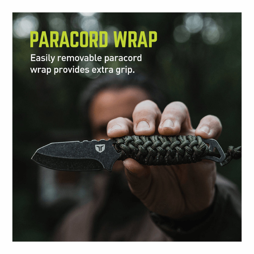 TRUE TRU-FXK-1020 2.4" Stonewashed Paracord Wrapped NEKKID Fixed Blade Knife