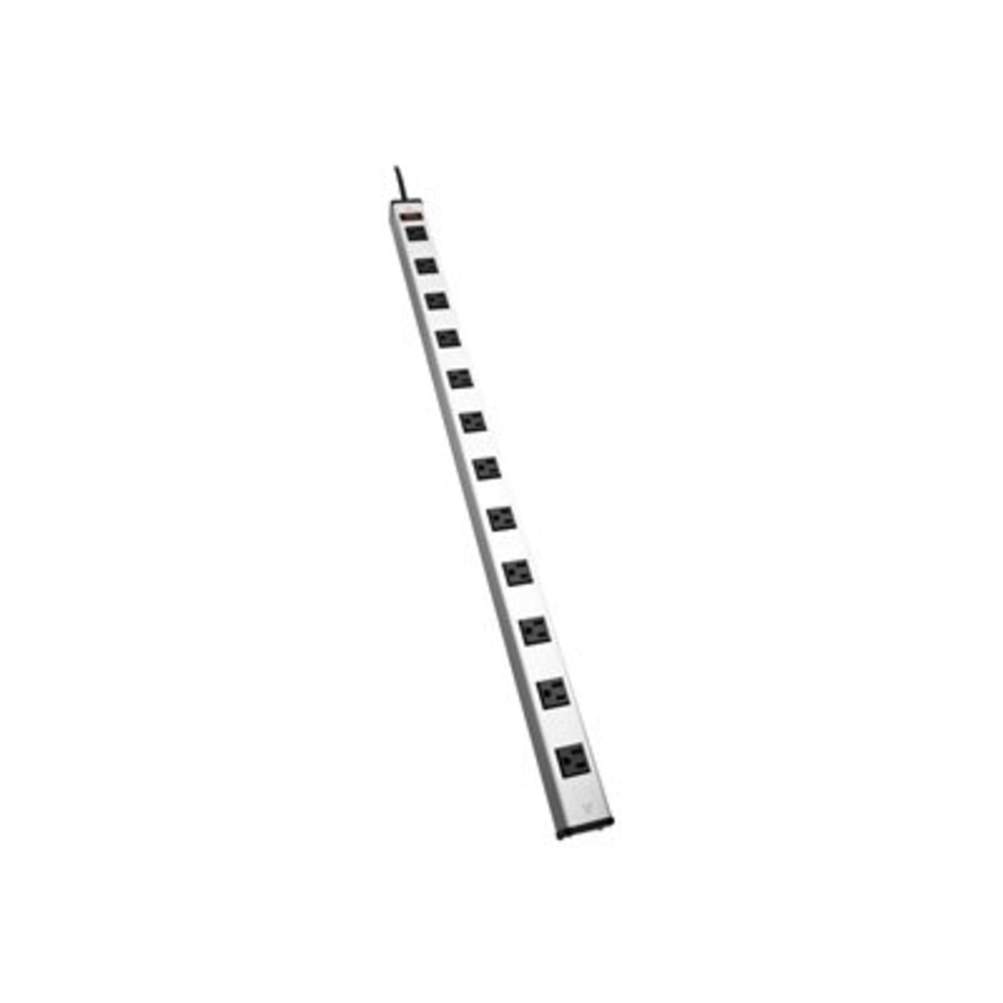 V7 12 Outlet Metal Vertical Power Strip - 15A - 15FT Power Cord