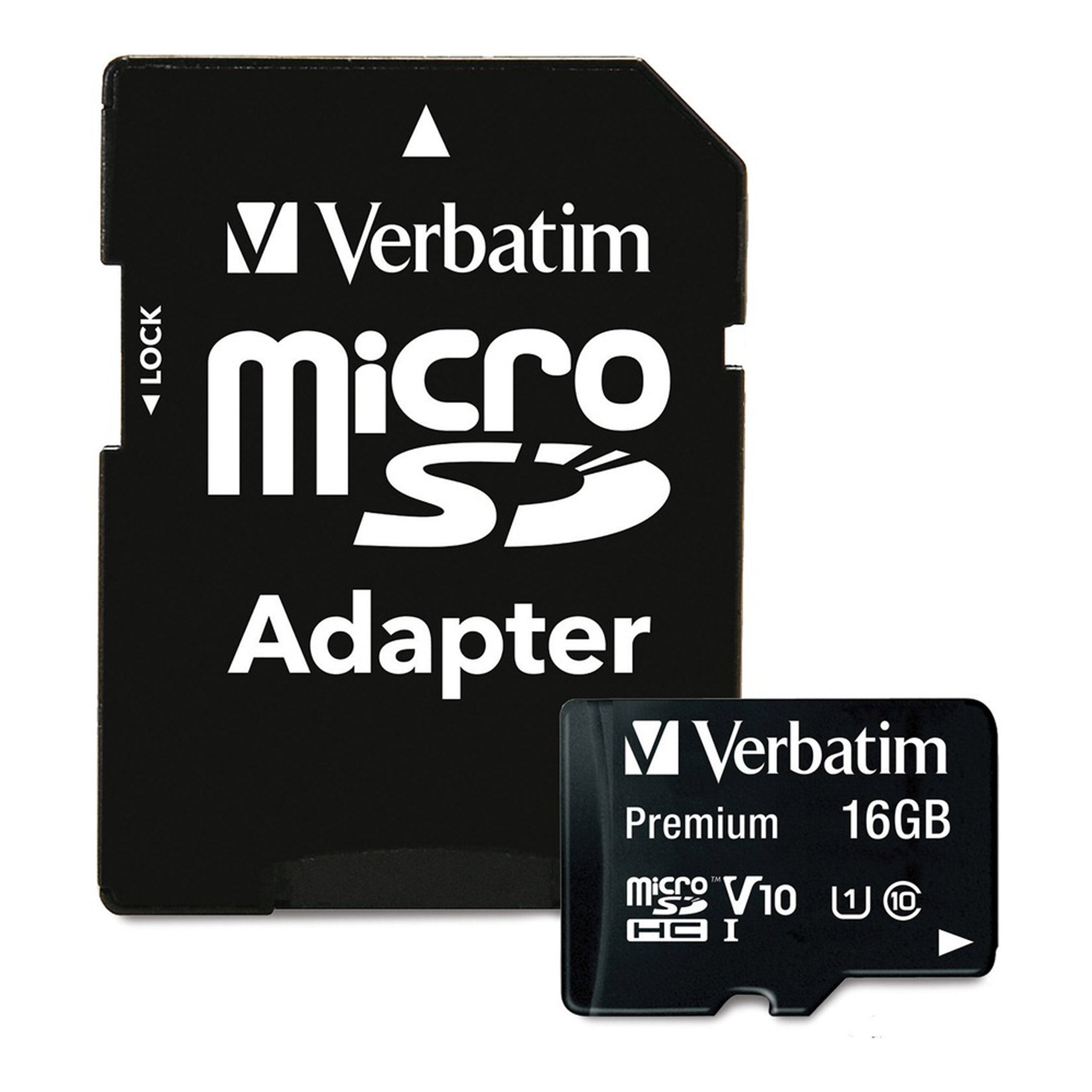 Verbatim 44082 16GB Premium microSDHC Memory Card with Adapter - UHS-I V10 U1 Class 10