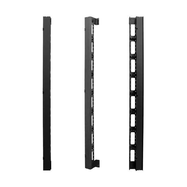 Wavenet 78” x 4" x 6" Vertical Single‐Sided Cable Manager with Dual Hinged Covers - Black