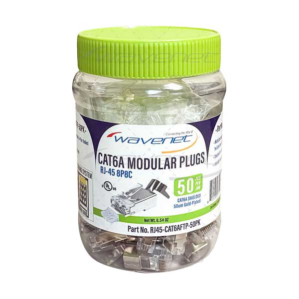 Wavenet RJ-45 CAT6A Shielded Modular Plugs 50-Pack (RJ45-CAT6AFTP-50PK)