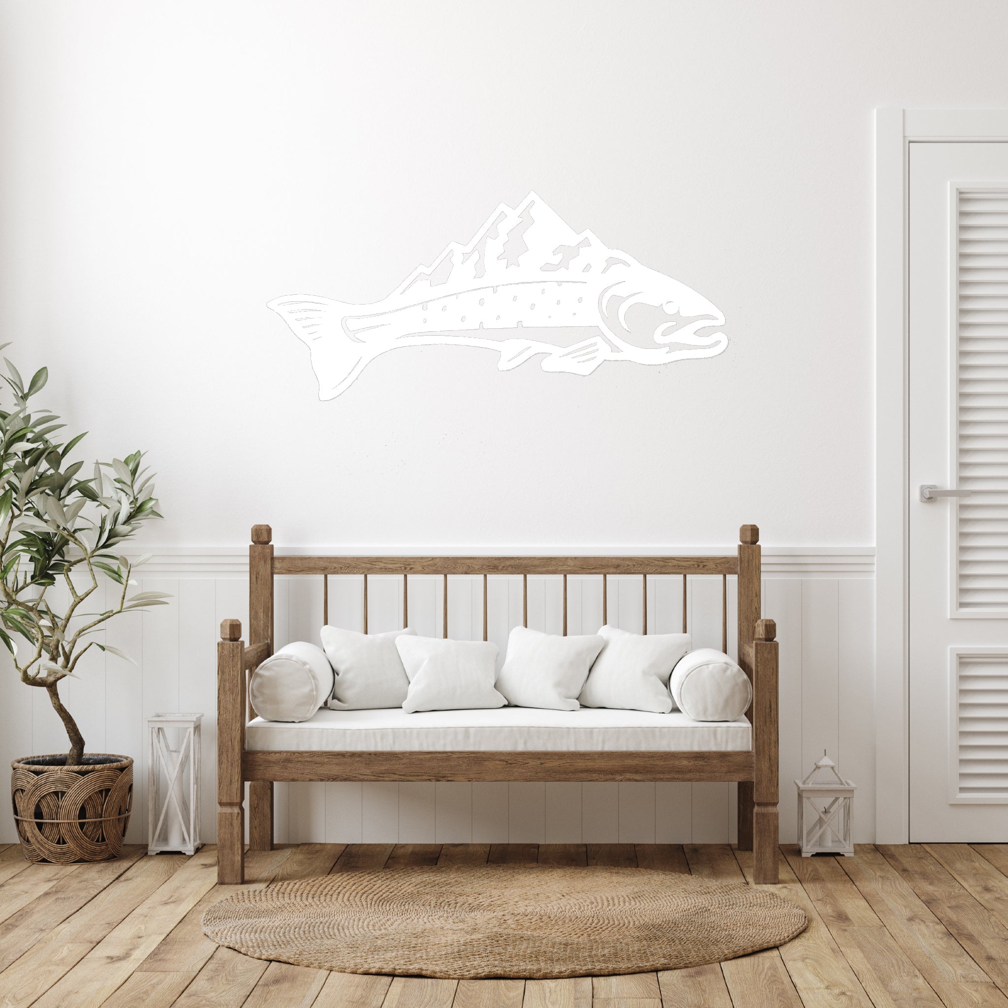 Trout Mountains Fish Design - Metal Wall Art