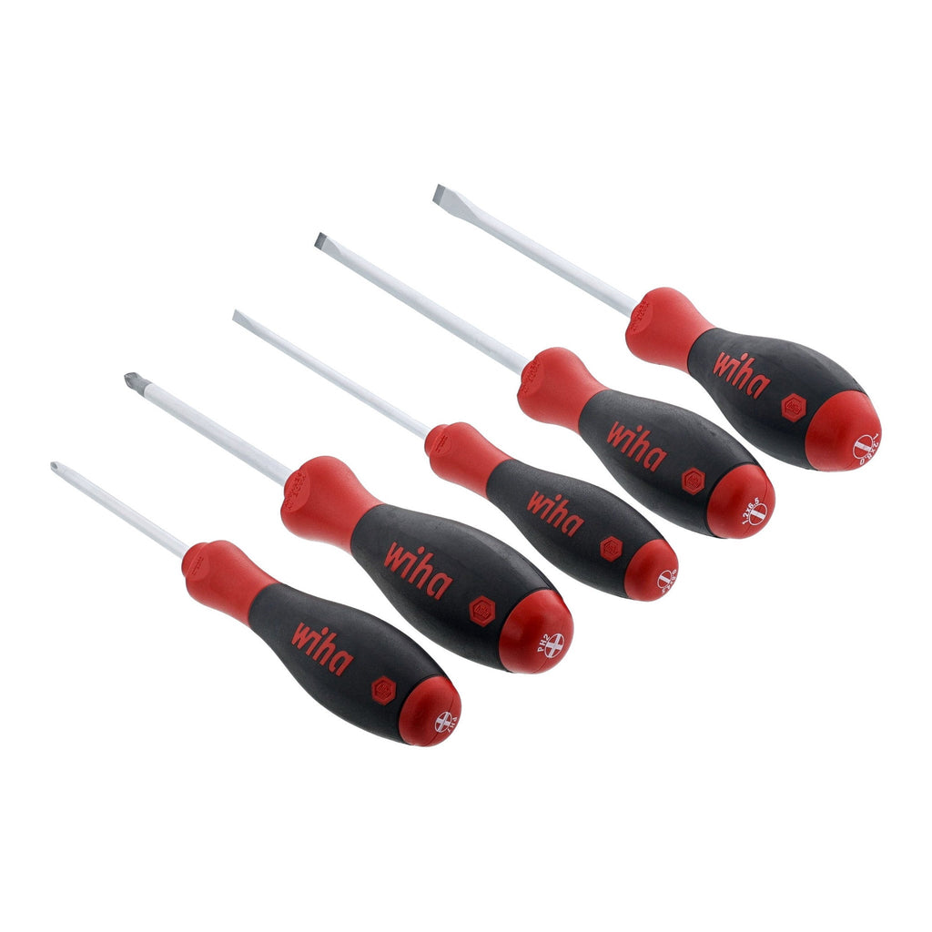 Wiha Tools 30273 5-Piece SoftFinish Slotted and Phillips Screwdriver Set