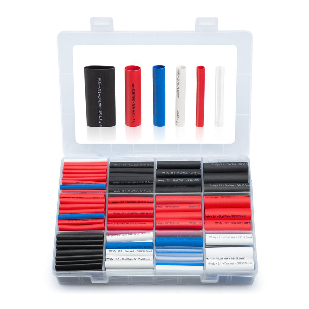 Wirefy 275-Piece 5-Color 3:1 Adhesive Heat Shrink Tubing Kit