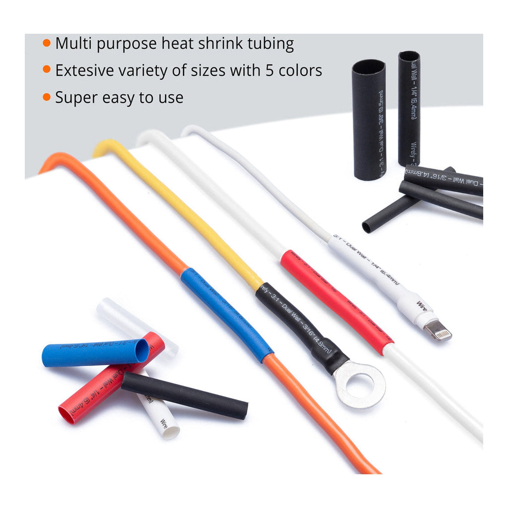 Wirefy 275-Piece 5-Color 3:1 Adhesive Heat Shrink Tubing Kit