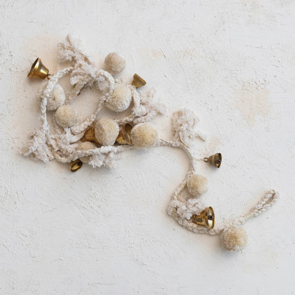 Handmade Pom Pom & Bell Garland
