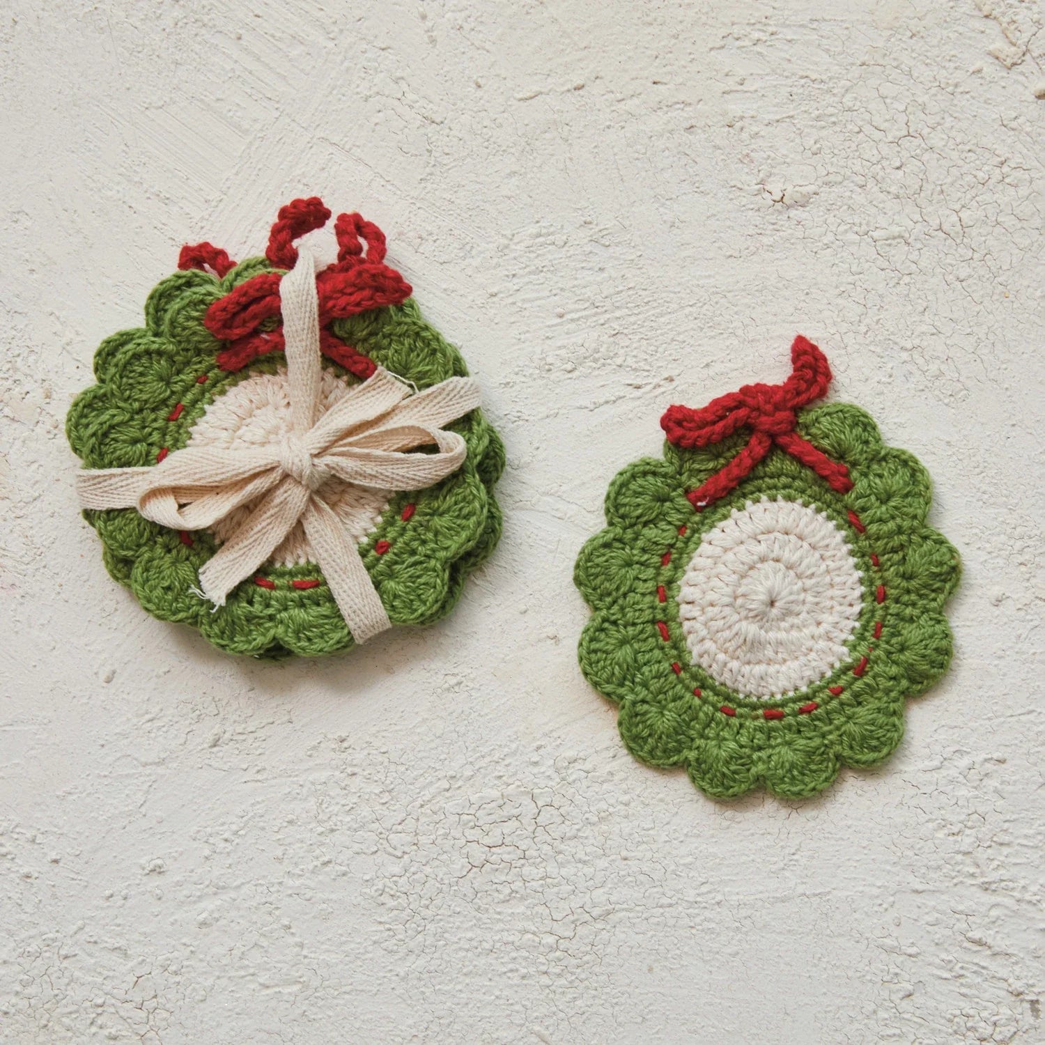 Cotton Crocheted Wreath Coasters