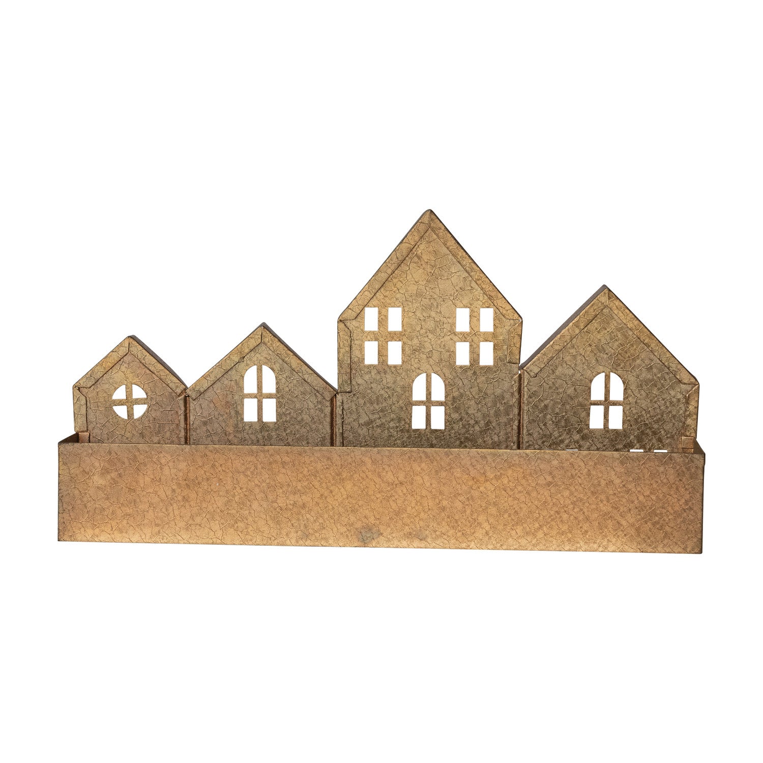 Decorative Textured Metal House Shaped Container