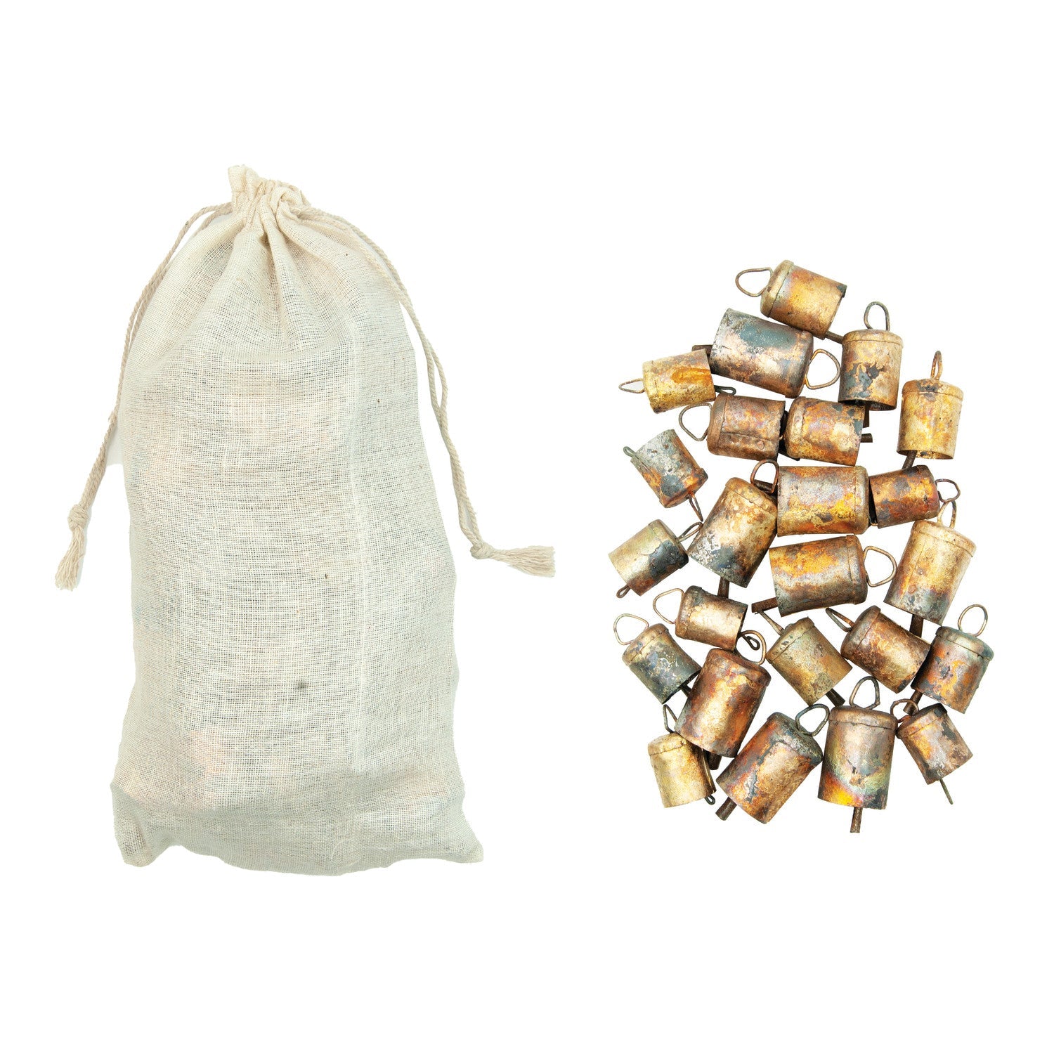 Metal Bells in Muslin Bag