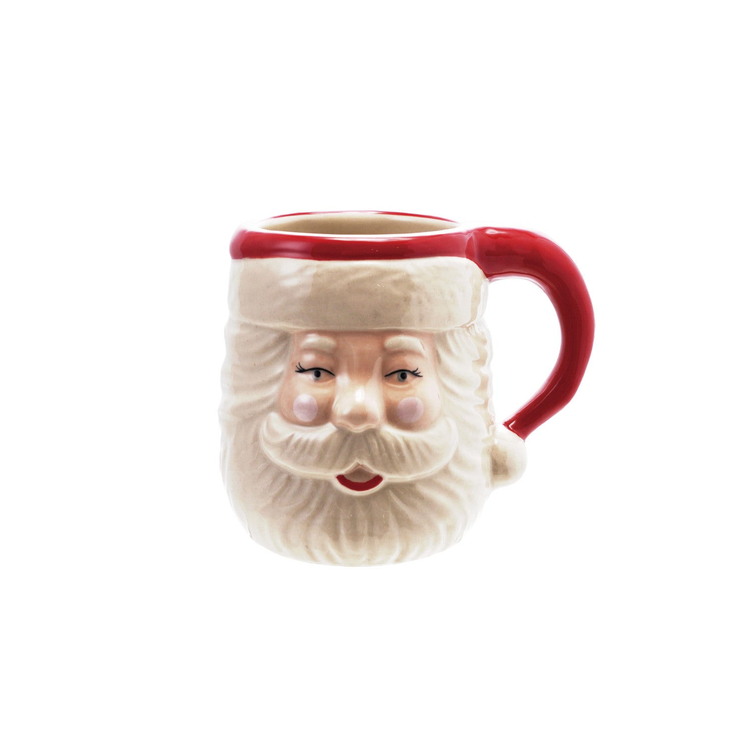 Hand-Painted Stoneware Santa Head Shaped Mug