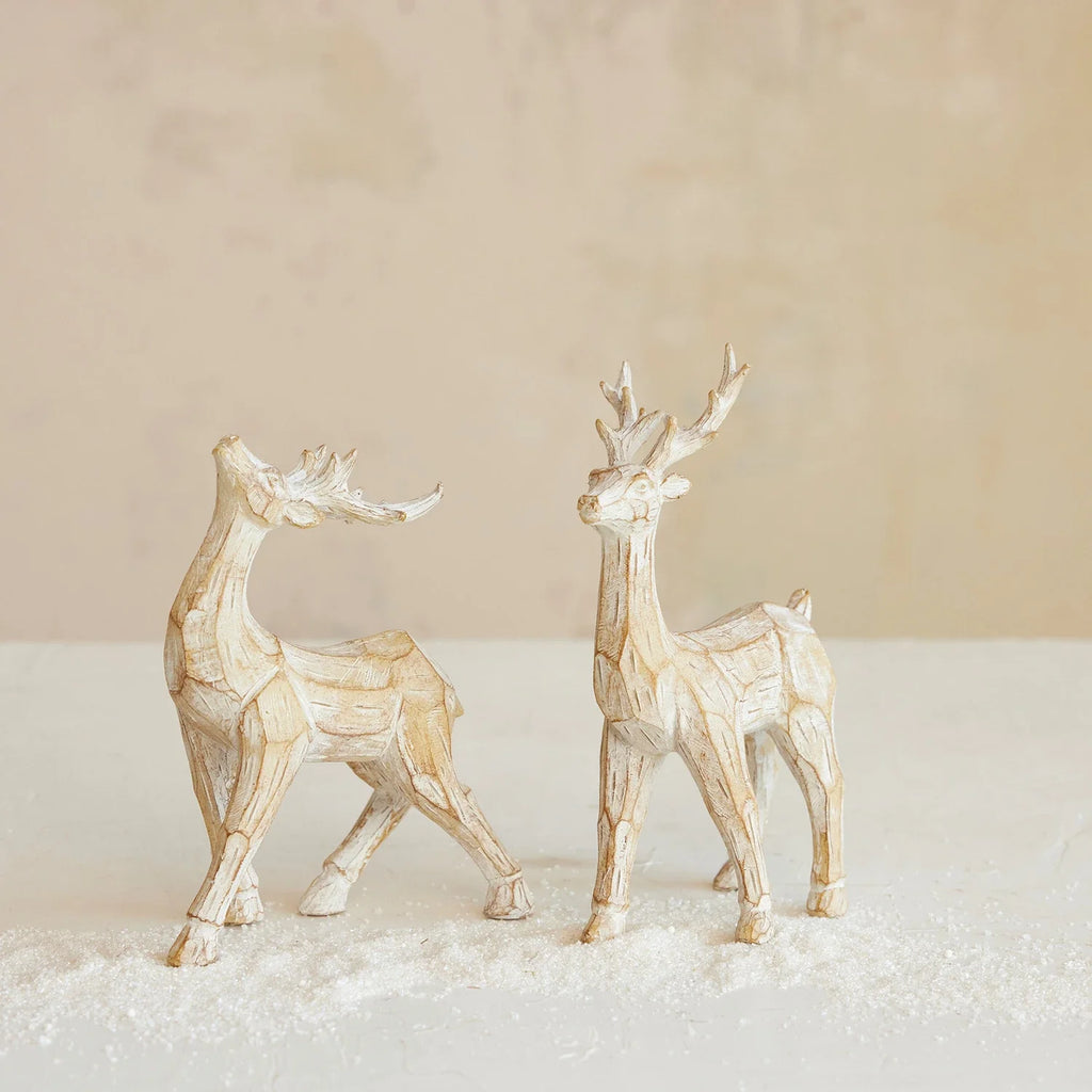 Whitewashed Resin Standing Deer