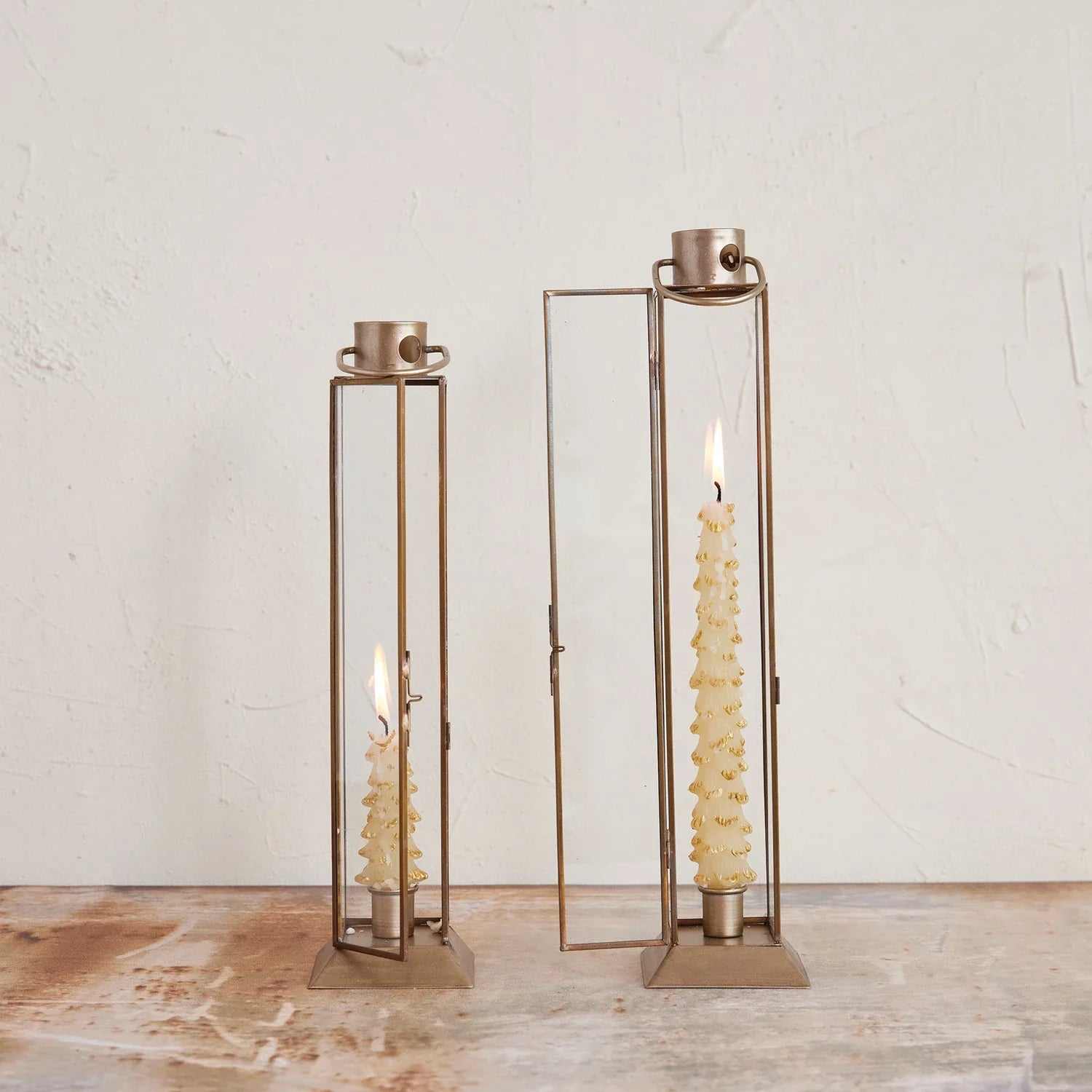 Metal + Glass Lantern Taper Holder
