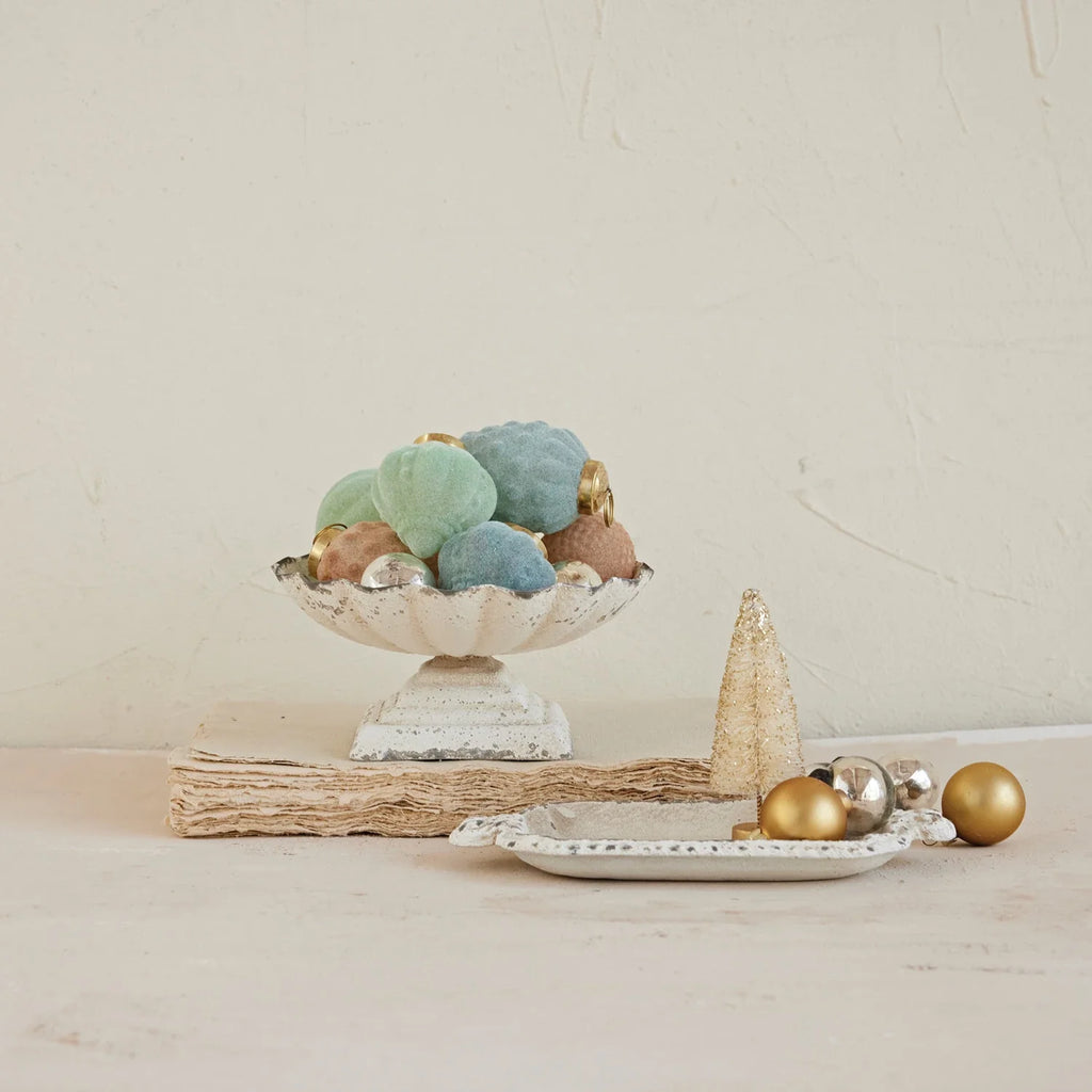 Decorative Painted Cast Iron Scalloped Footed Dish